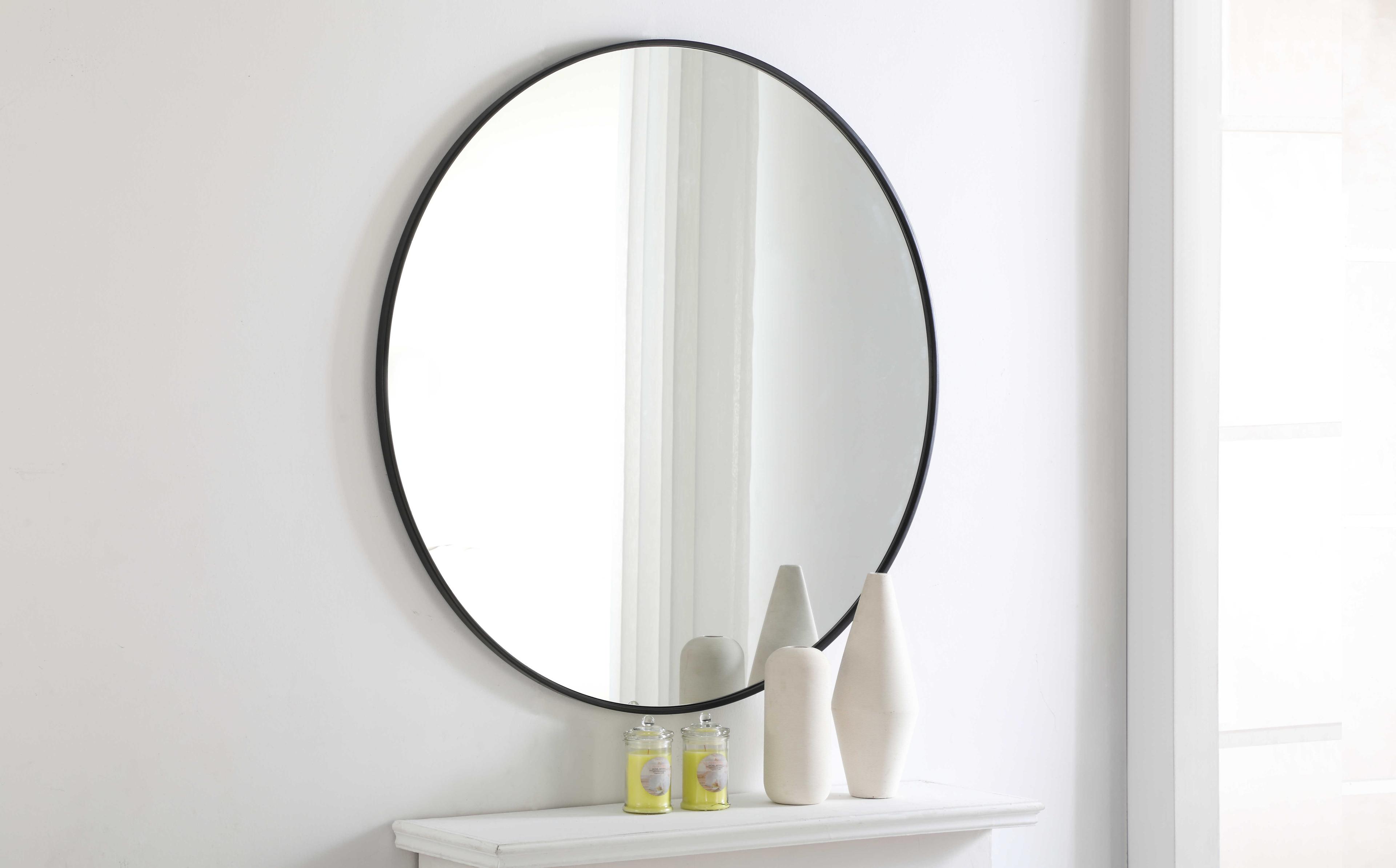 Elegant Lighting Eternity Black Round Wall Mirror