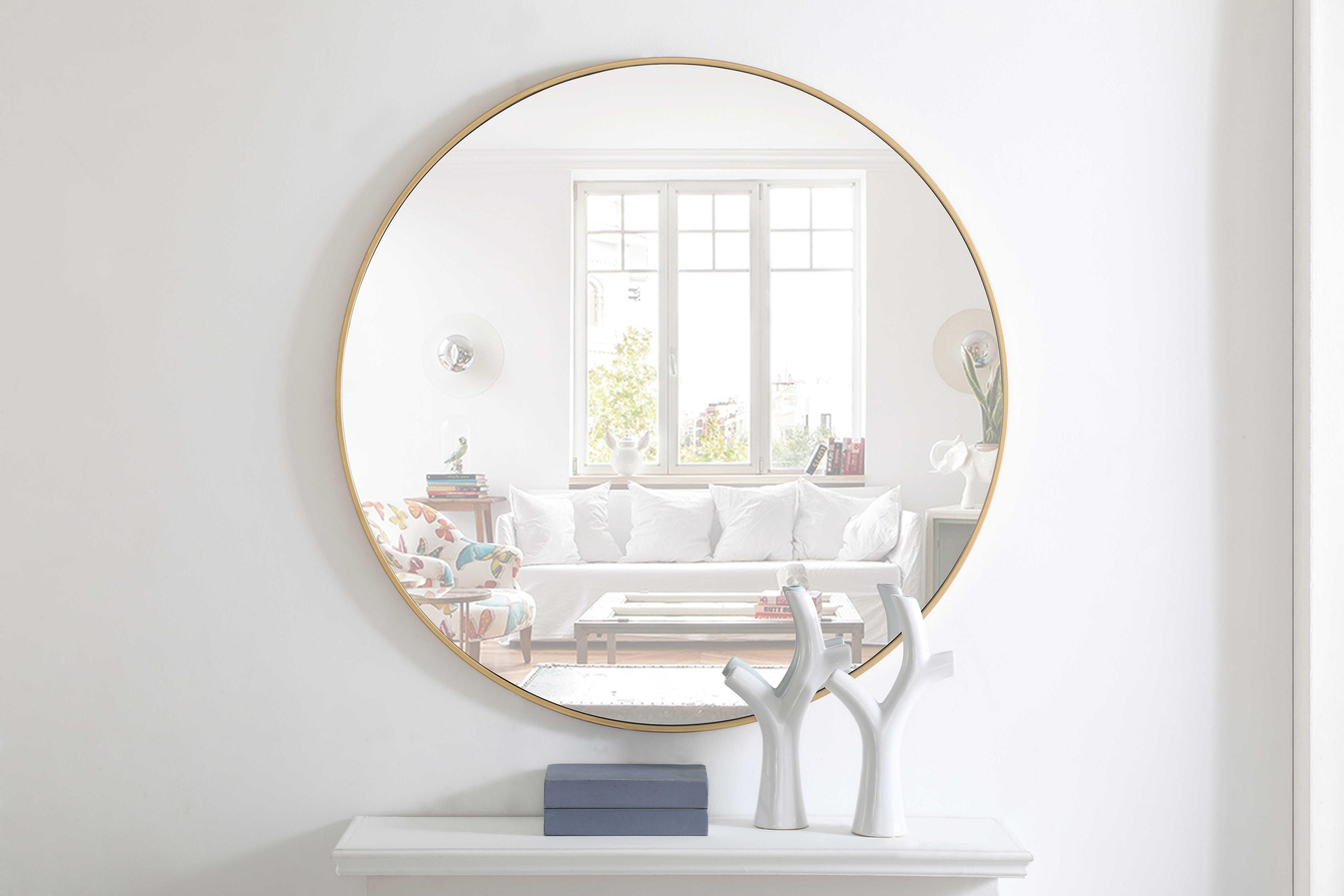 Elegant Lighting Eternity Brass Round Wall Mirror