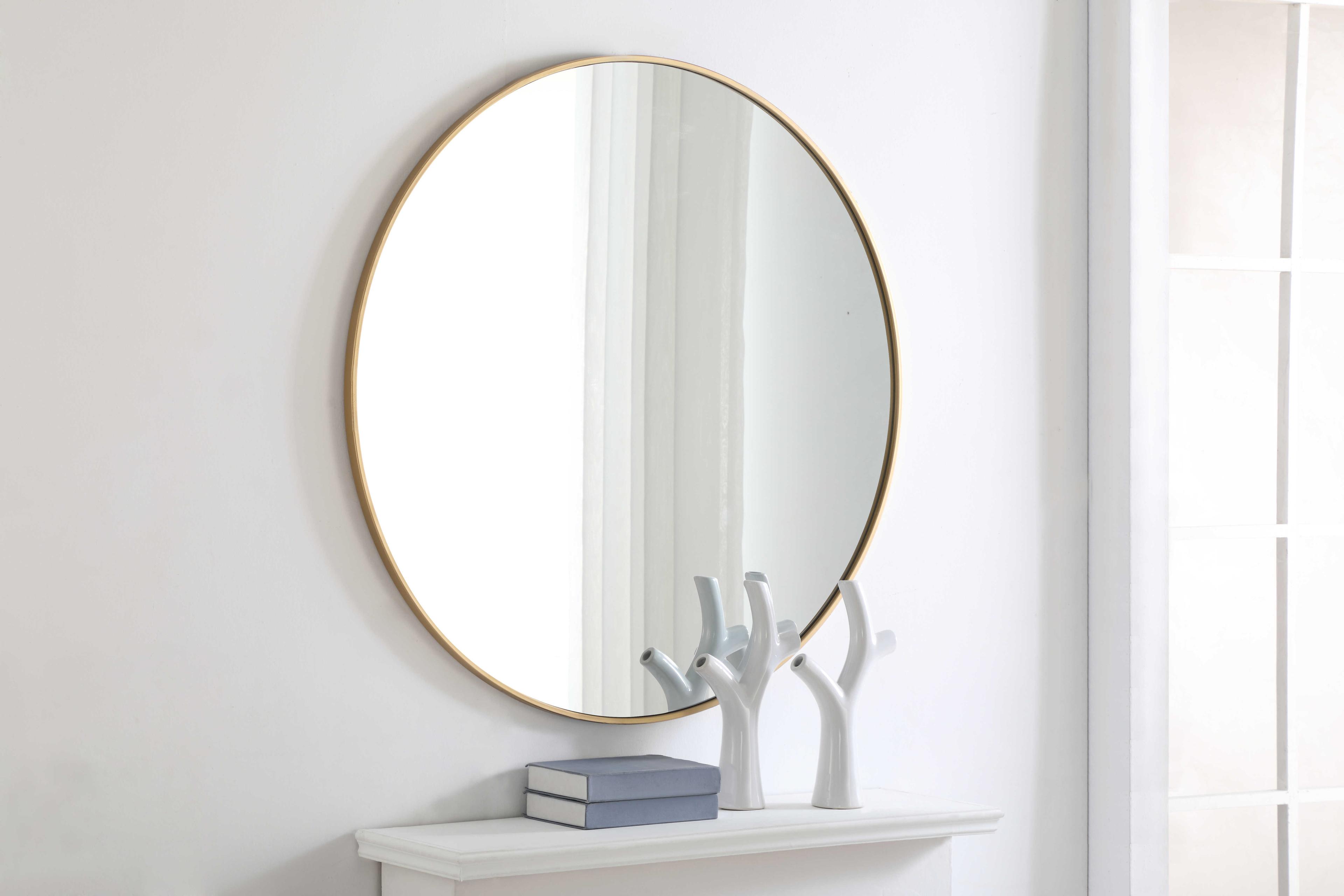 Elegant Lighting Eternity Brass Round Wall Mirror