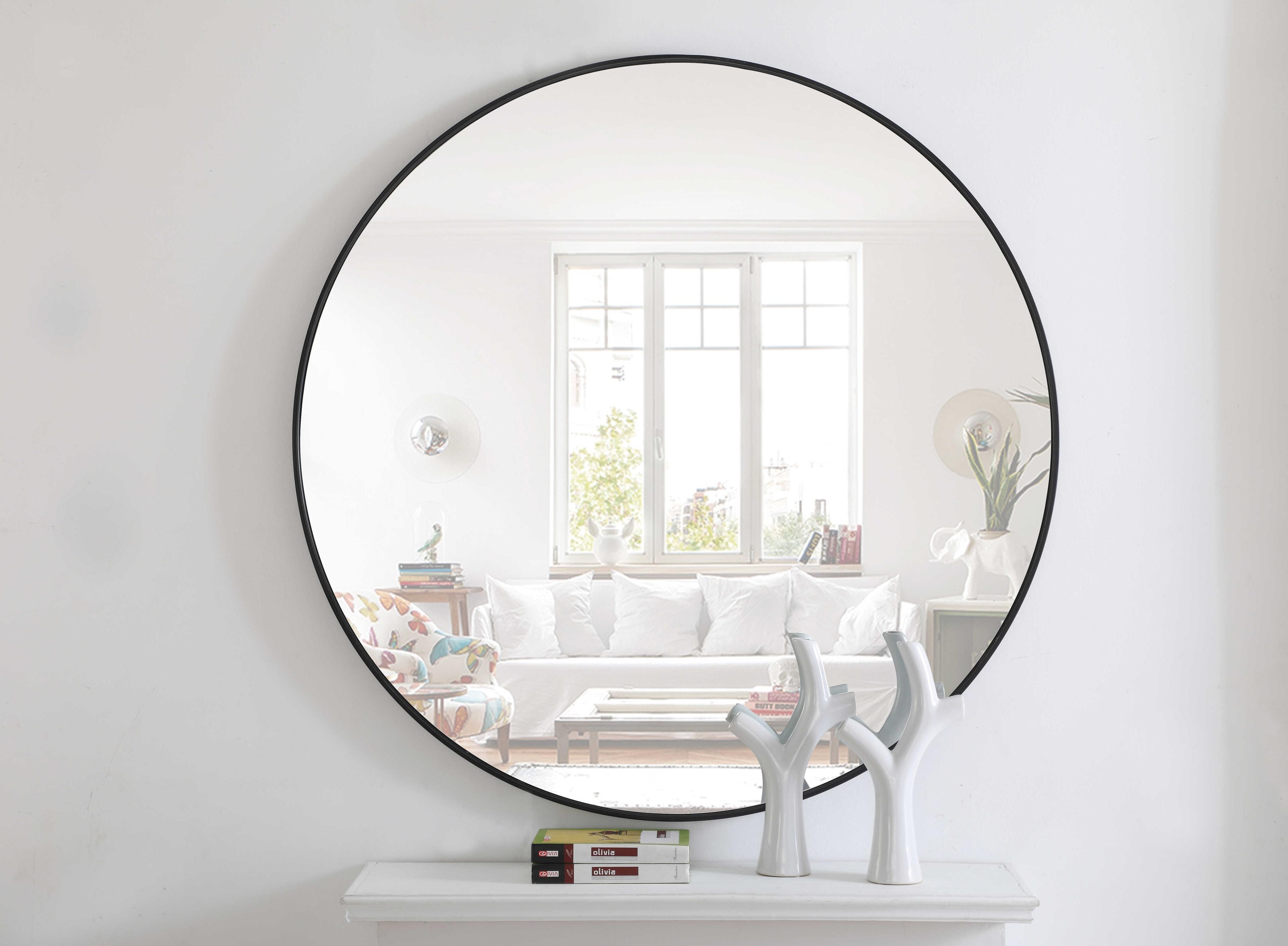 Elegant Lighting Eternity Black Round Wall Mirror