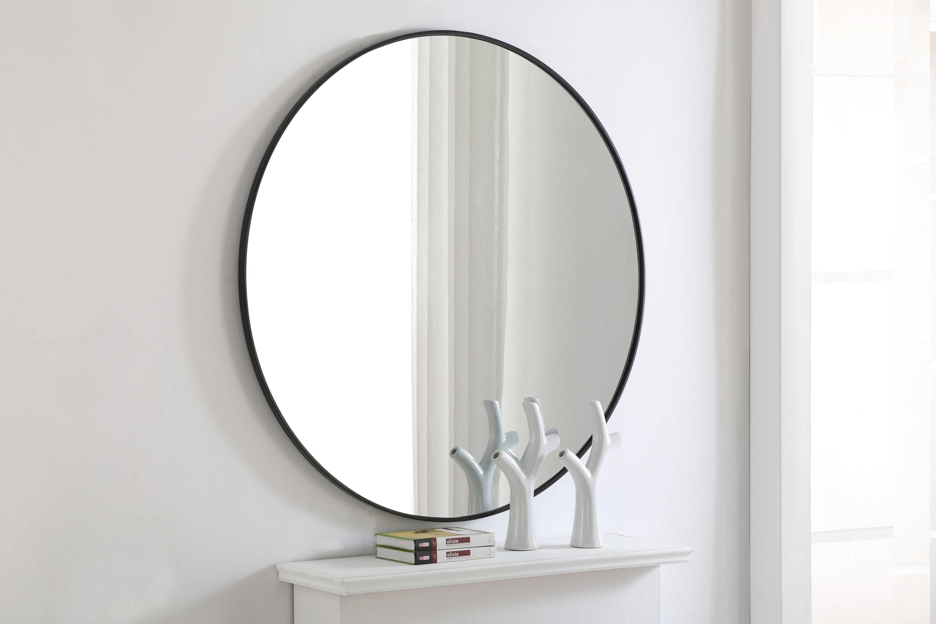 Elegant Lighting Eternity Black Round Wall Mirror