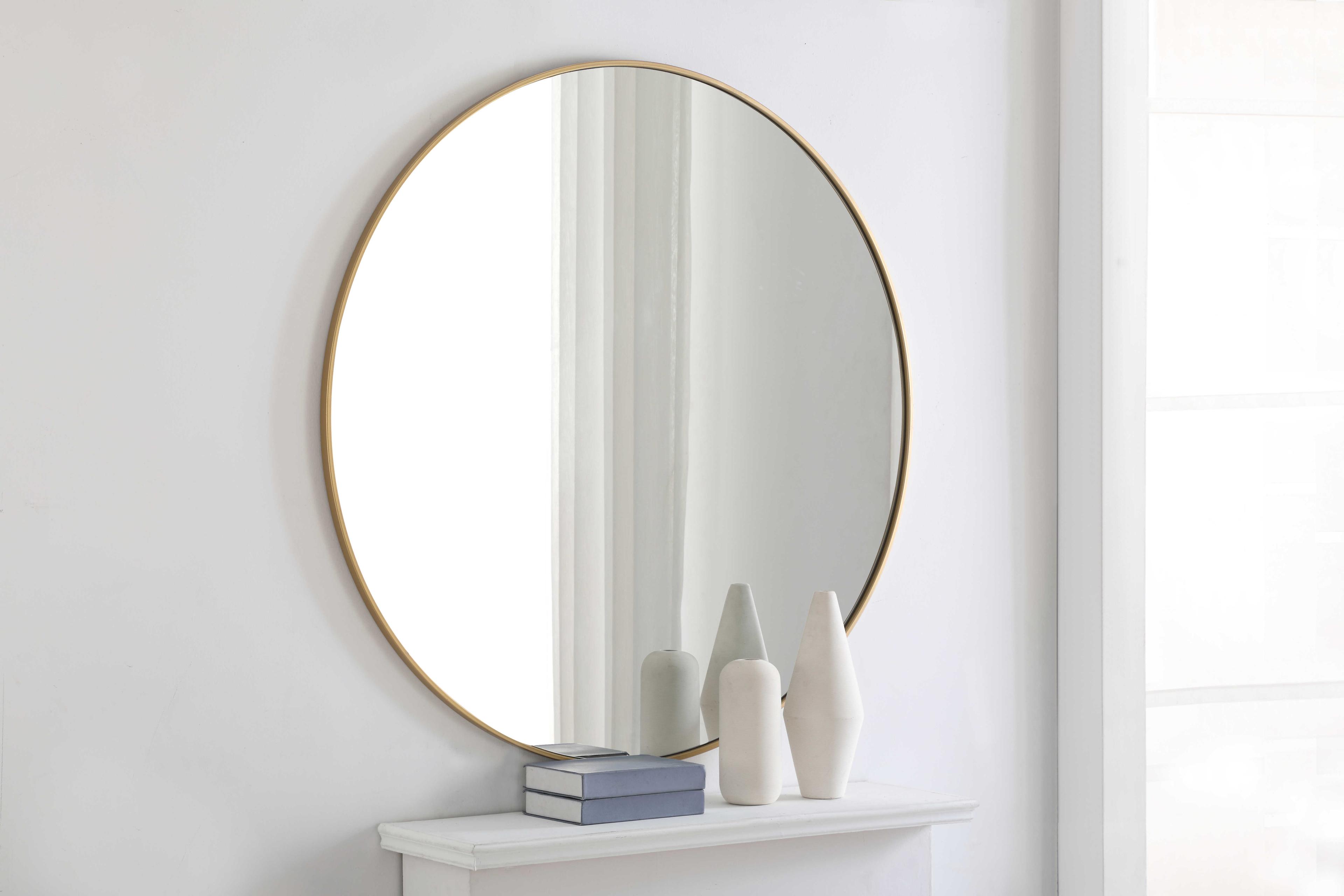 Elegant Lighting Eternity Brass Round Wall Mirror