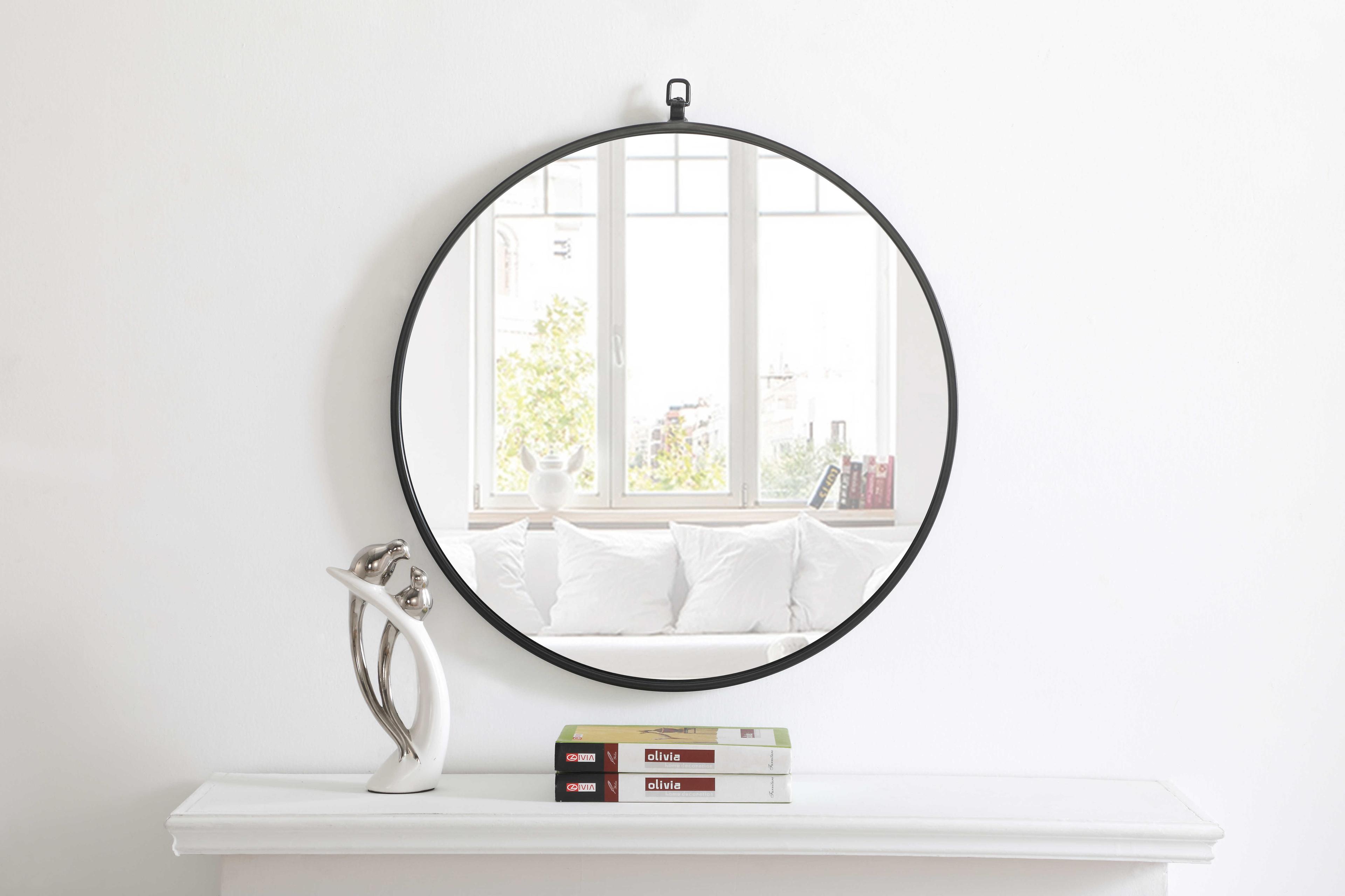Elegant Lighting Eternity Black Round Wall Mirror