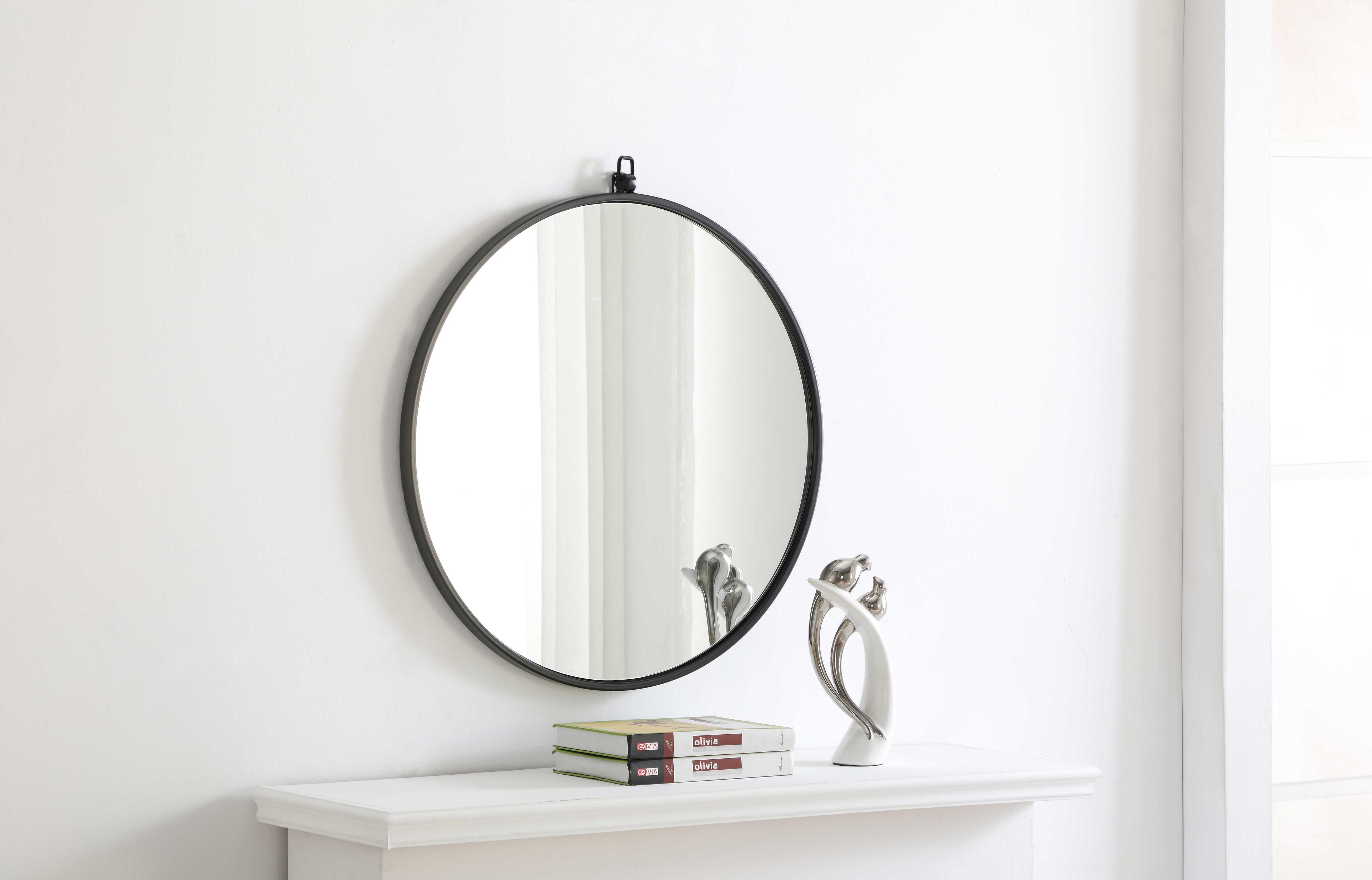 Elegant Lighting Eternity Black Round Wall Mirror