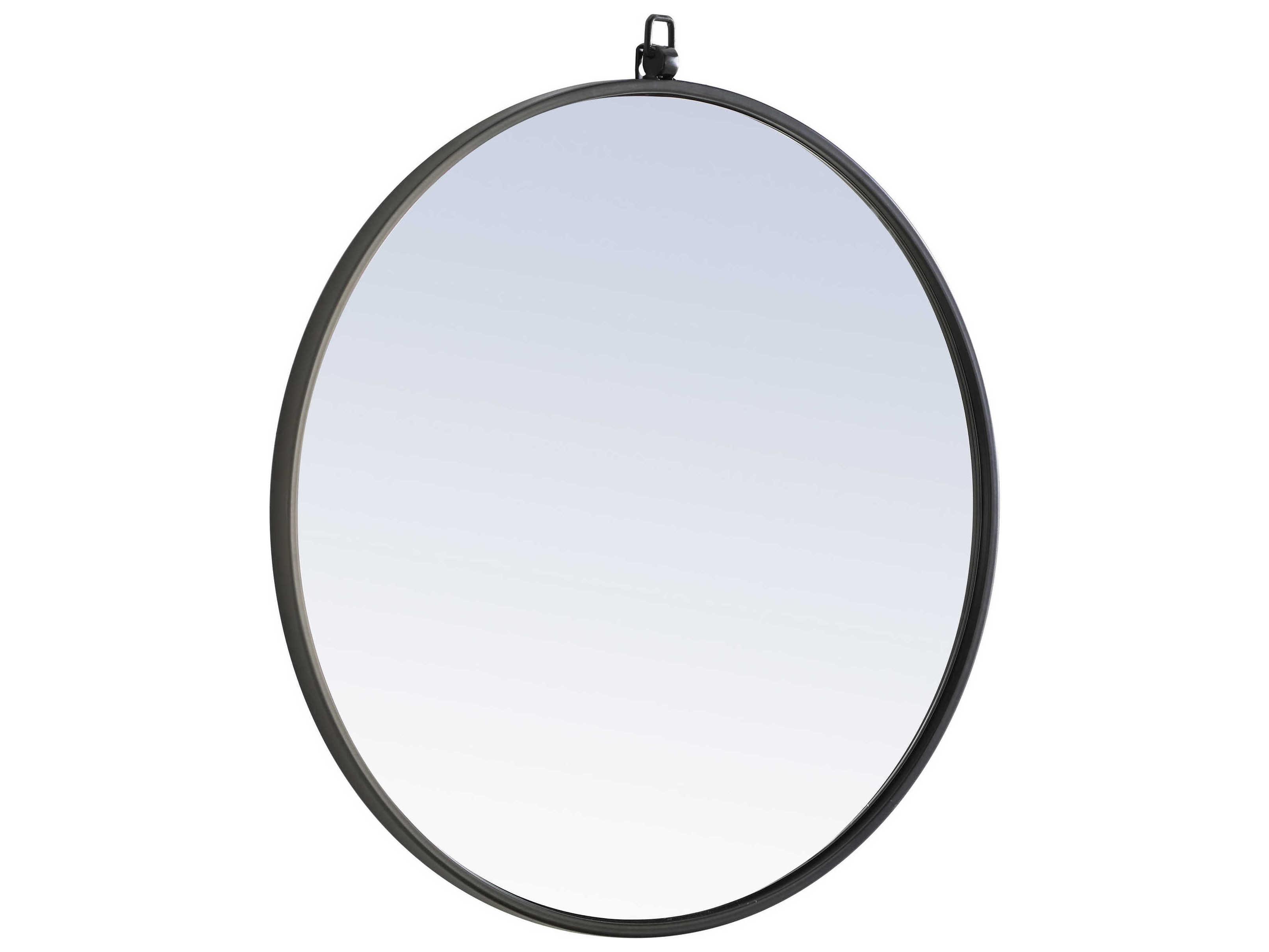 Elegant Lighting Eternity Black Round Wall Mirror