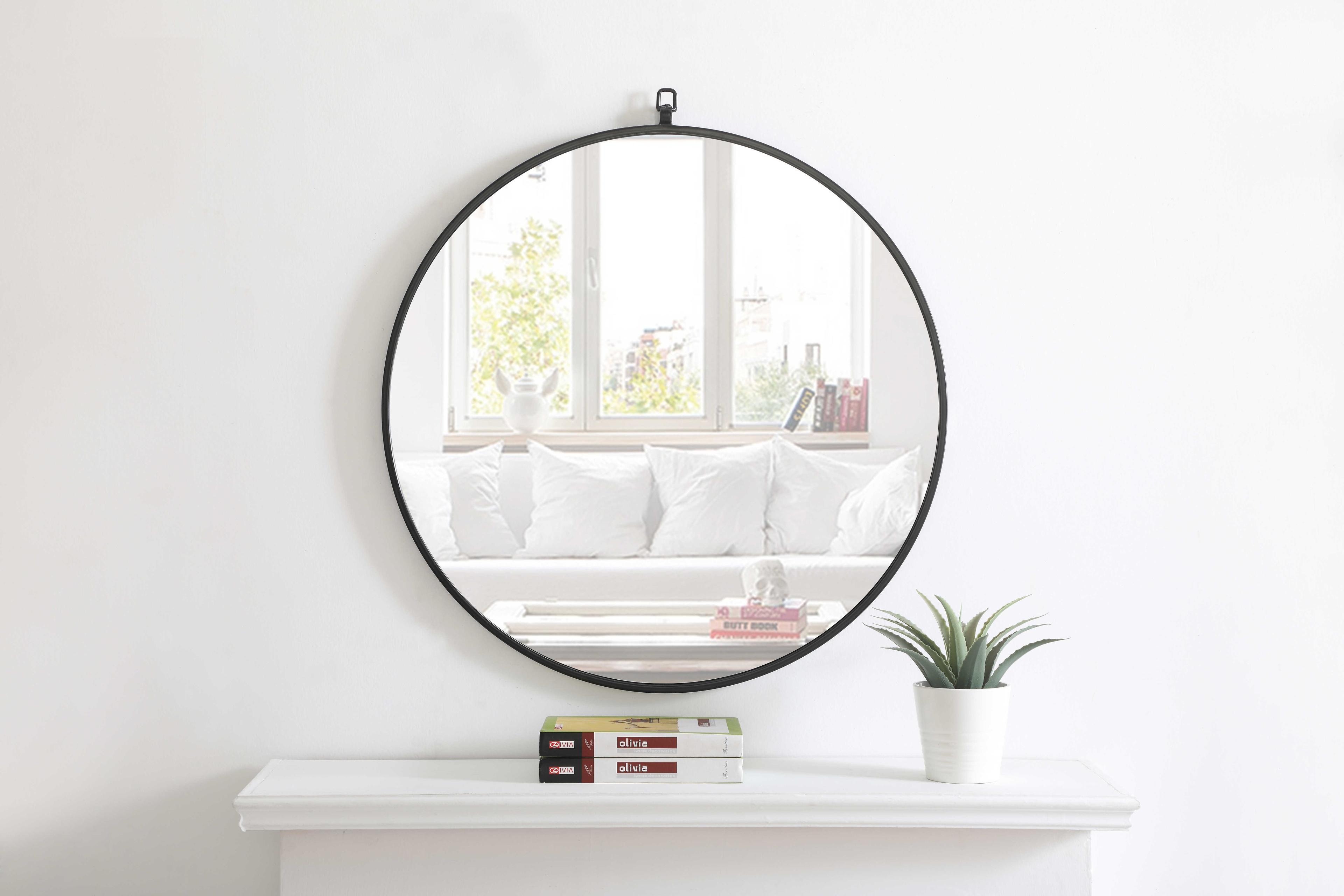 Elegant Lighting Eternity Black Round Wall Mirror