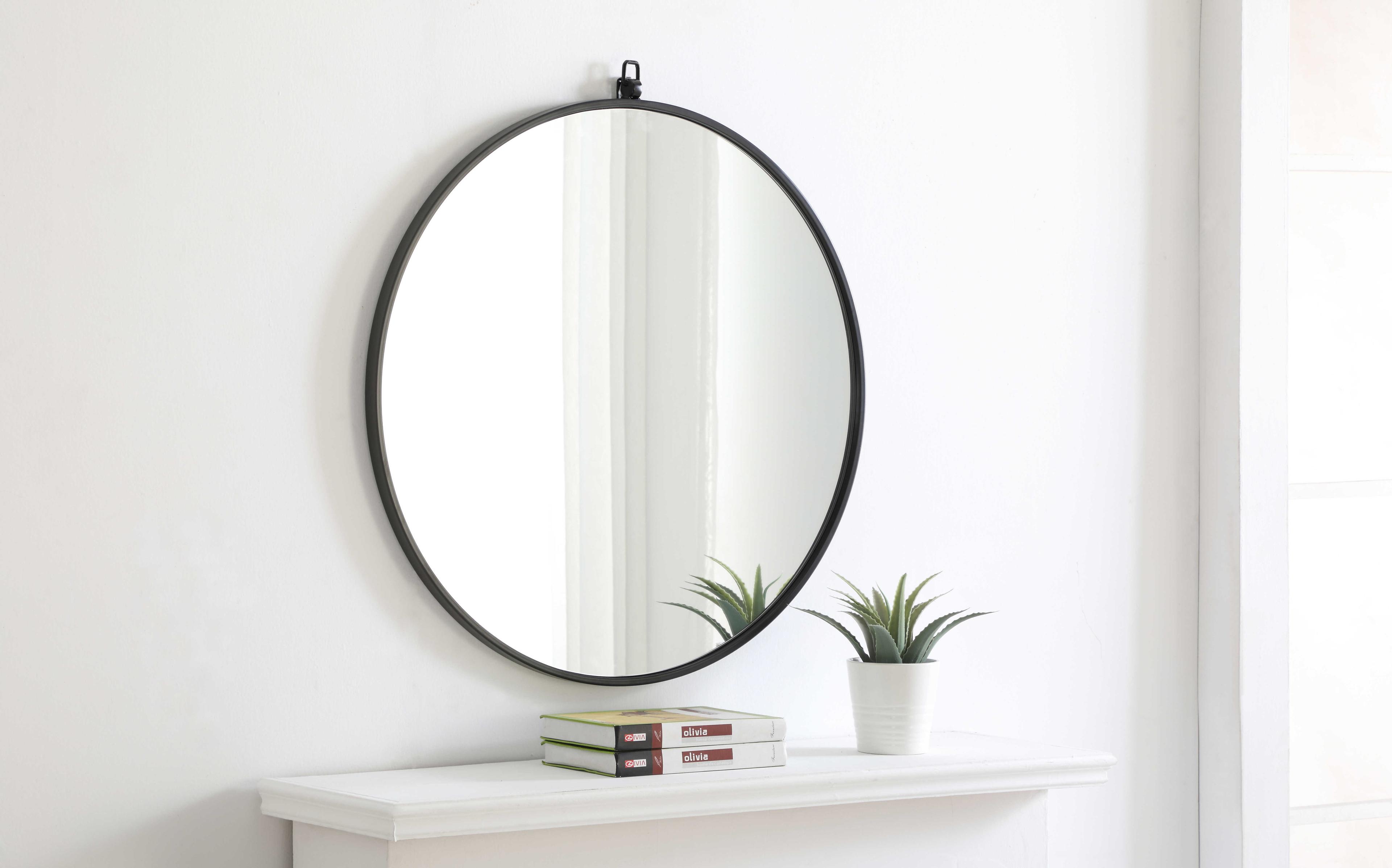 Elegant Lighting Eternity Black Round Wall Mirror
