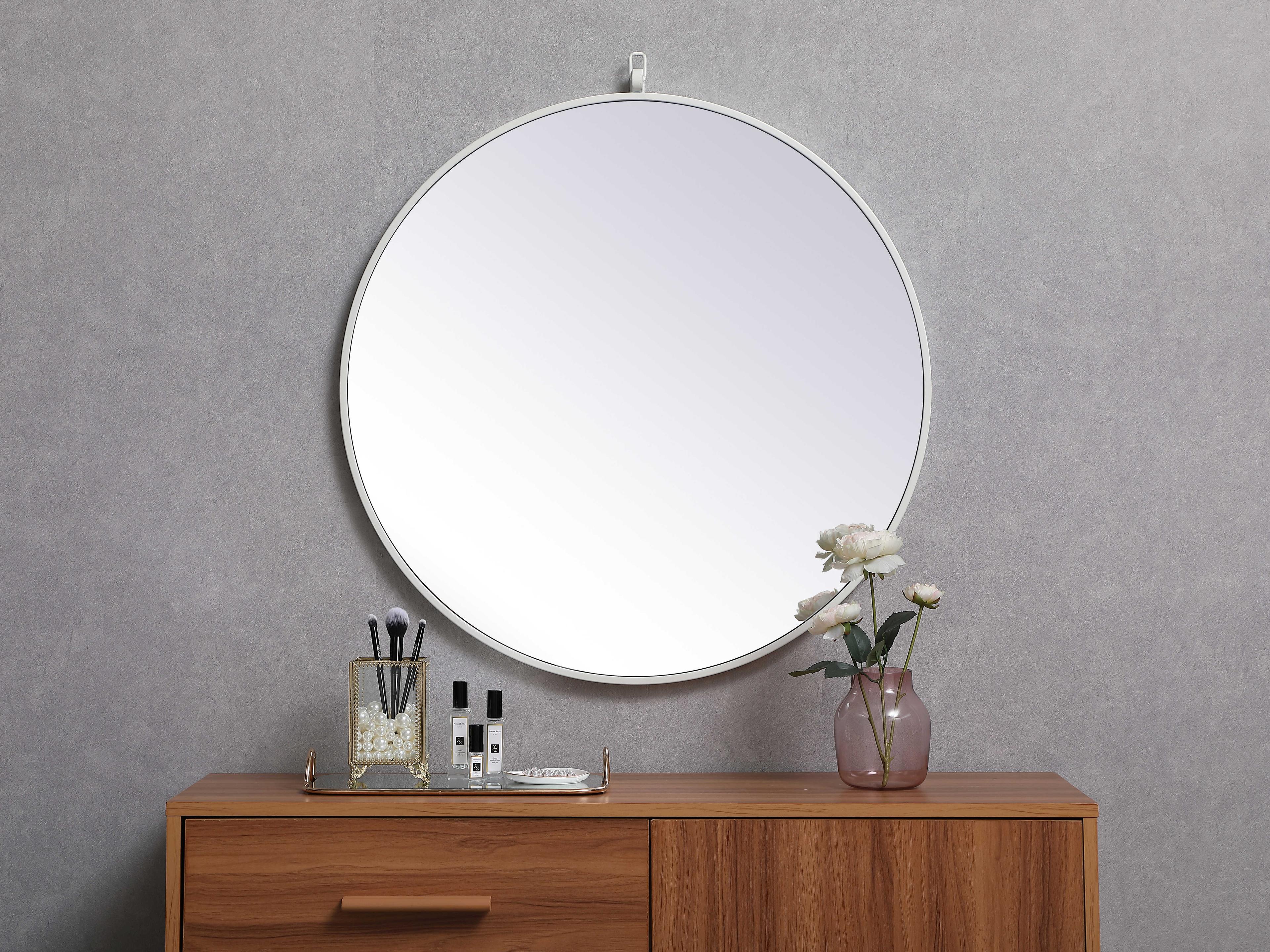 Elegant Lighting Eternity White Round Wall Mirror