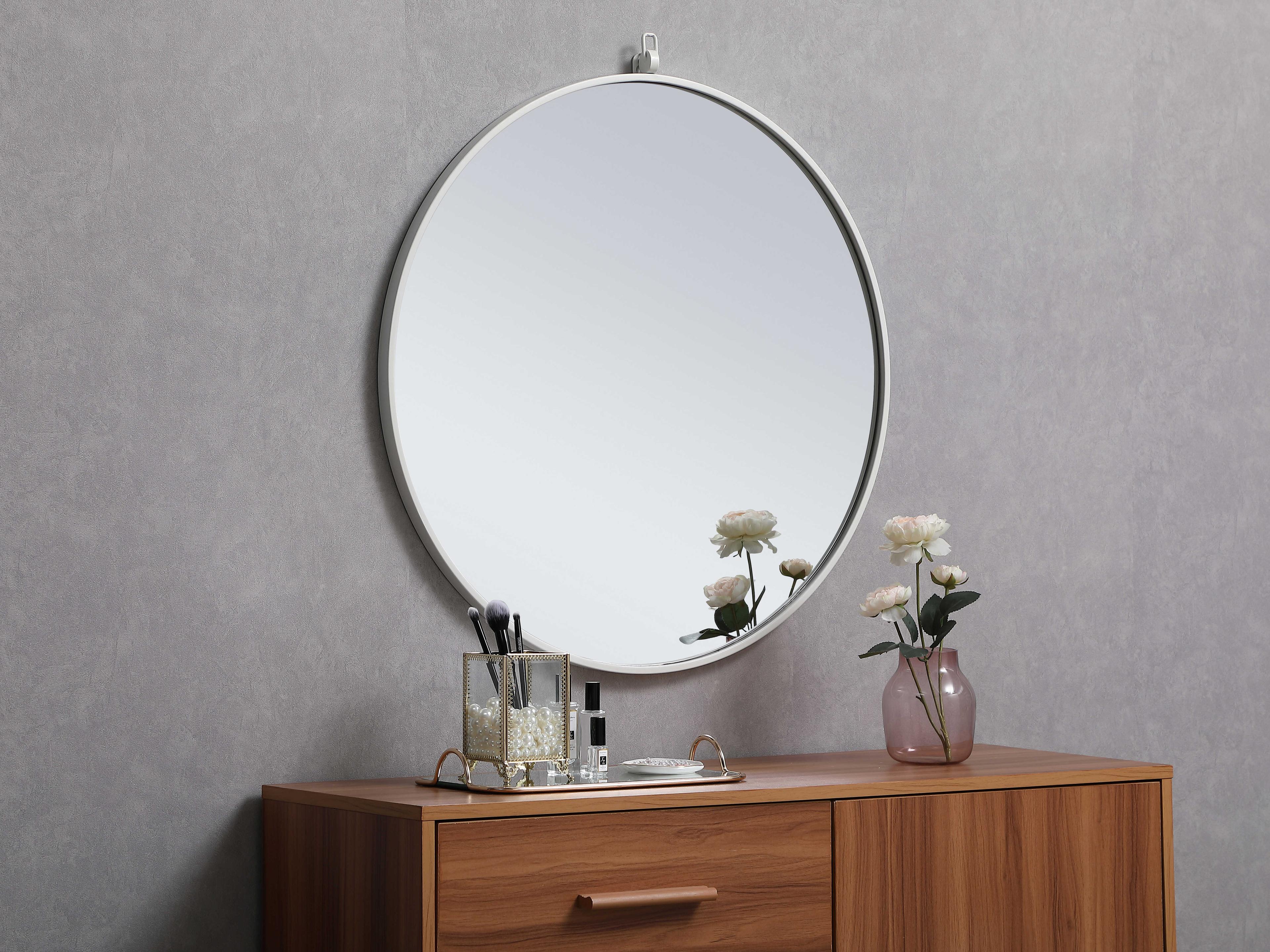 Elegant Lighting Eternity White Round Wall Mirror