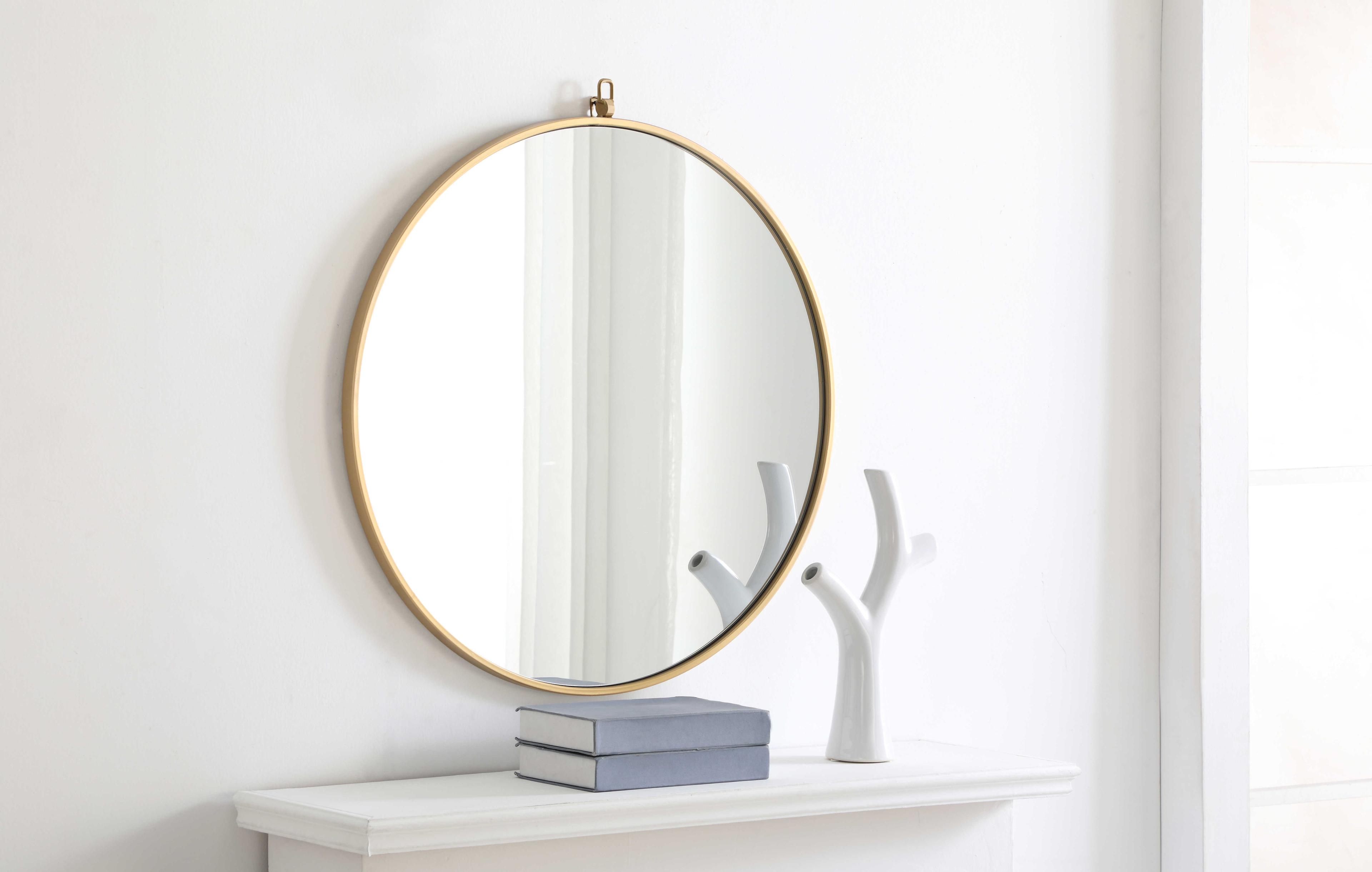 Elegant Lighting Eternity Brass Round Wall Mirror