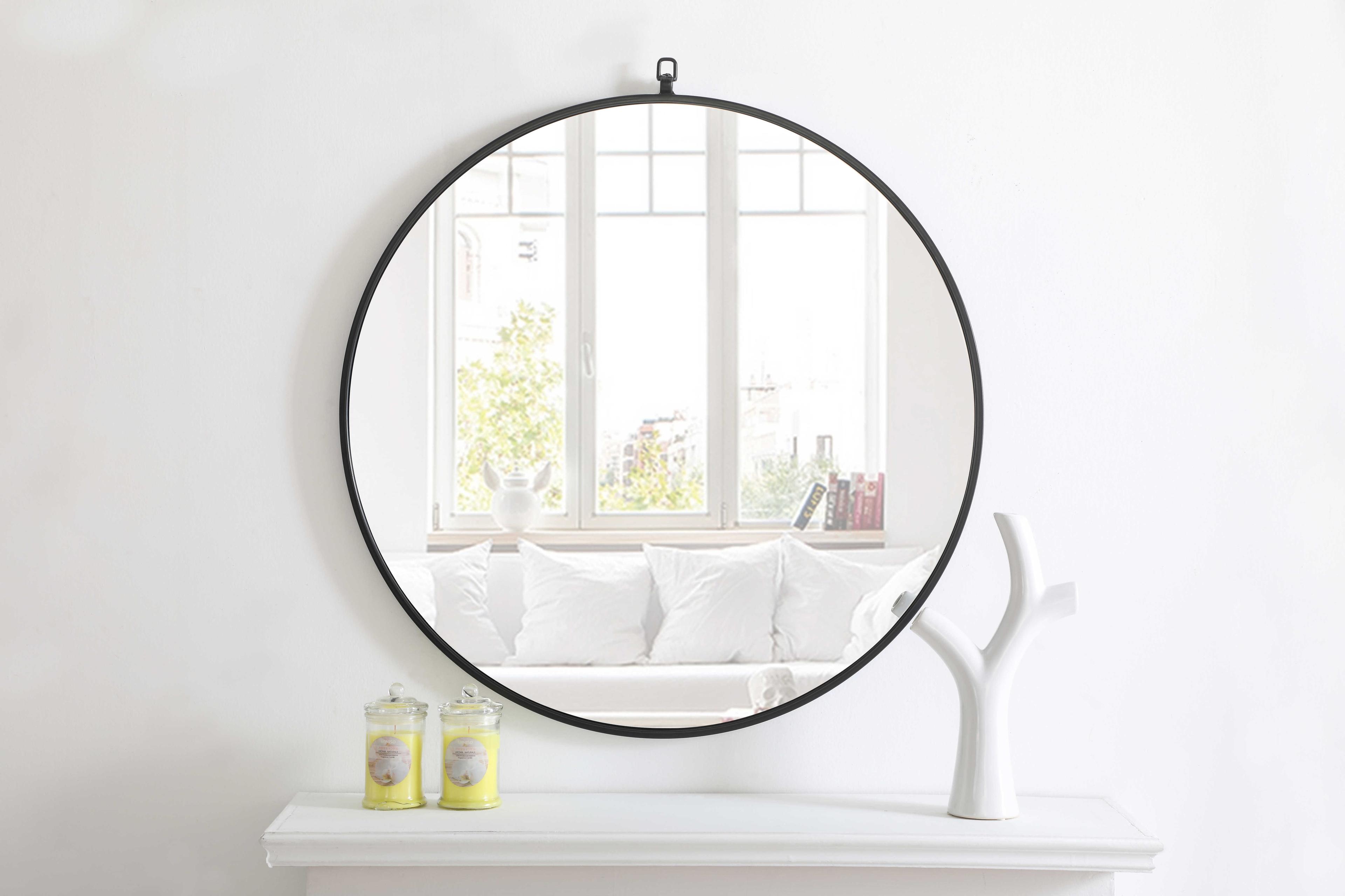 Elegant Lighting Eternity Black Round Wall Mirror