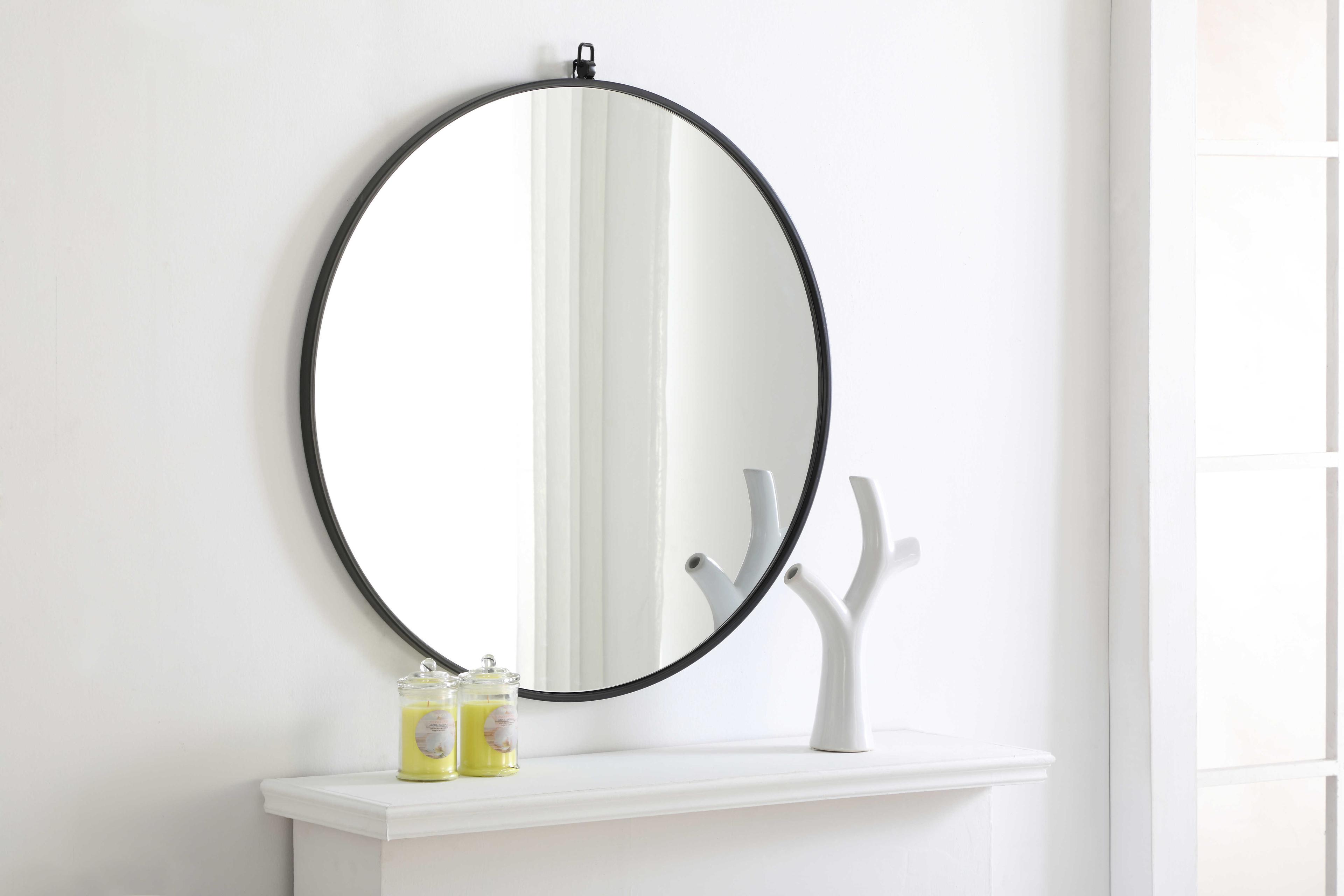Elegant Lighting Eternity Black Round Wall Mirror