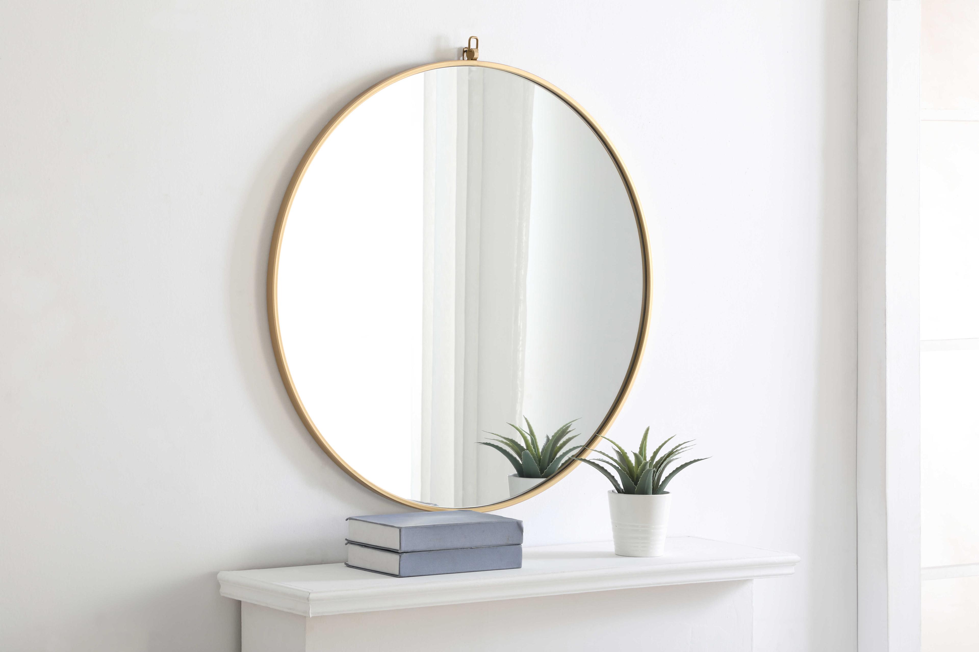 Elegant Lighting Eternity Brass Round Wall Mirror