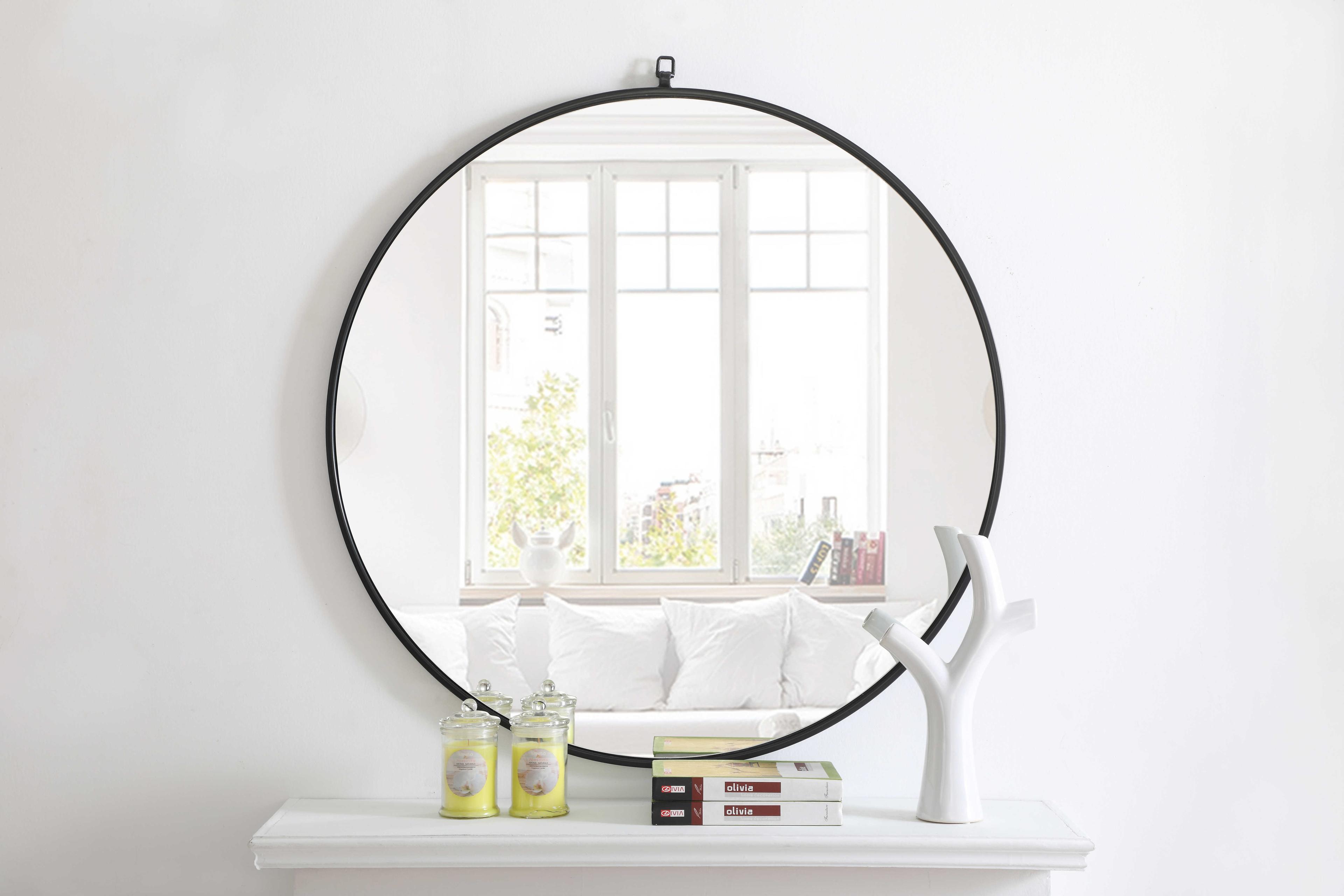 Elegant Lighting Eternity Black Round Wall Mirror