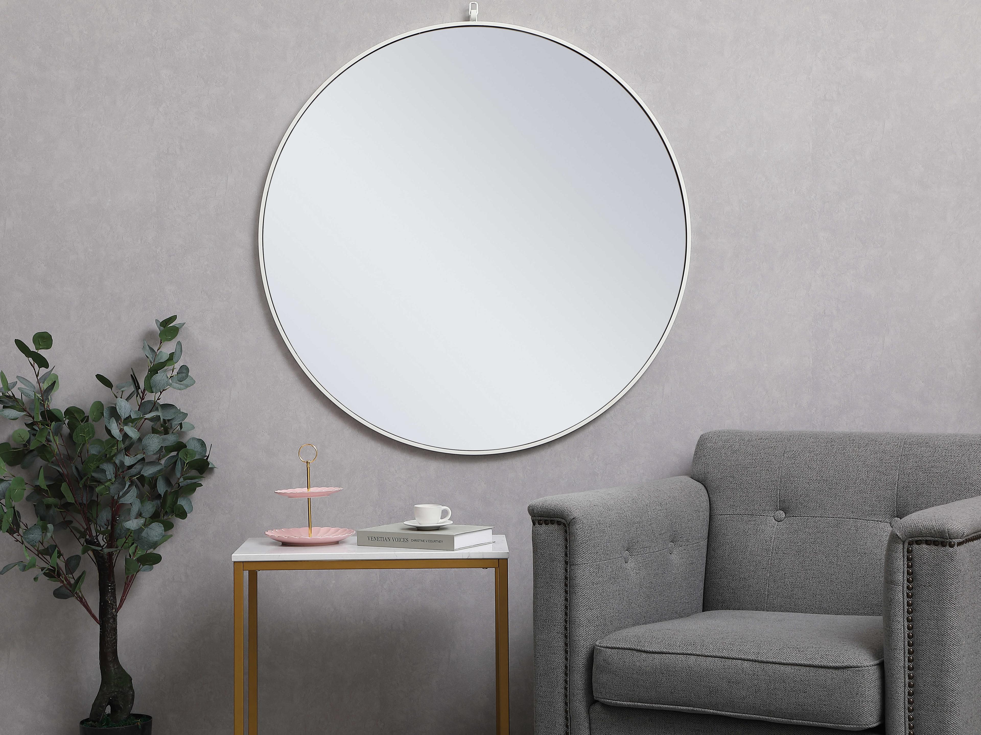 Elegant Lighting Eternity White Round Wall Mirror