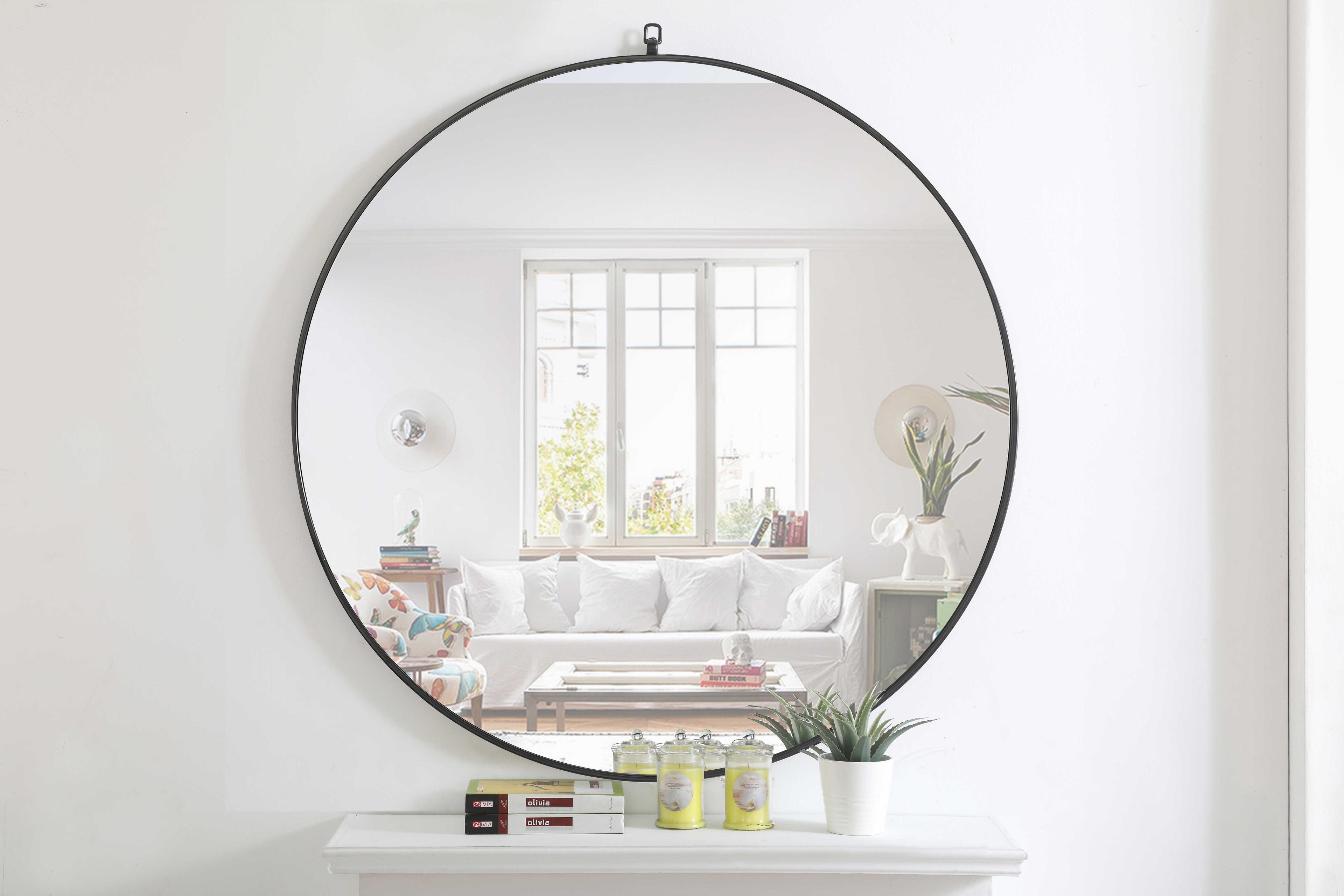 Elegant Lighting Eternity Black Round Wall Mirror
