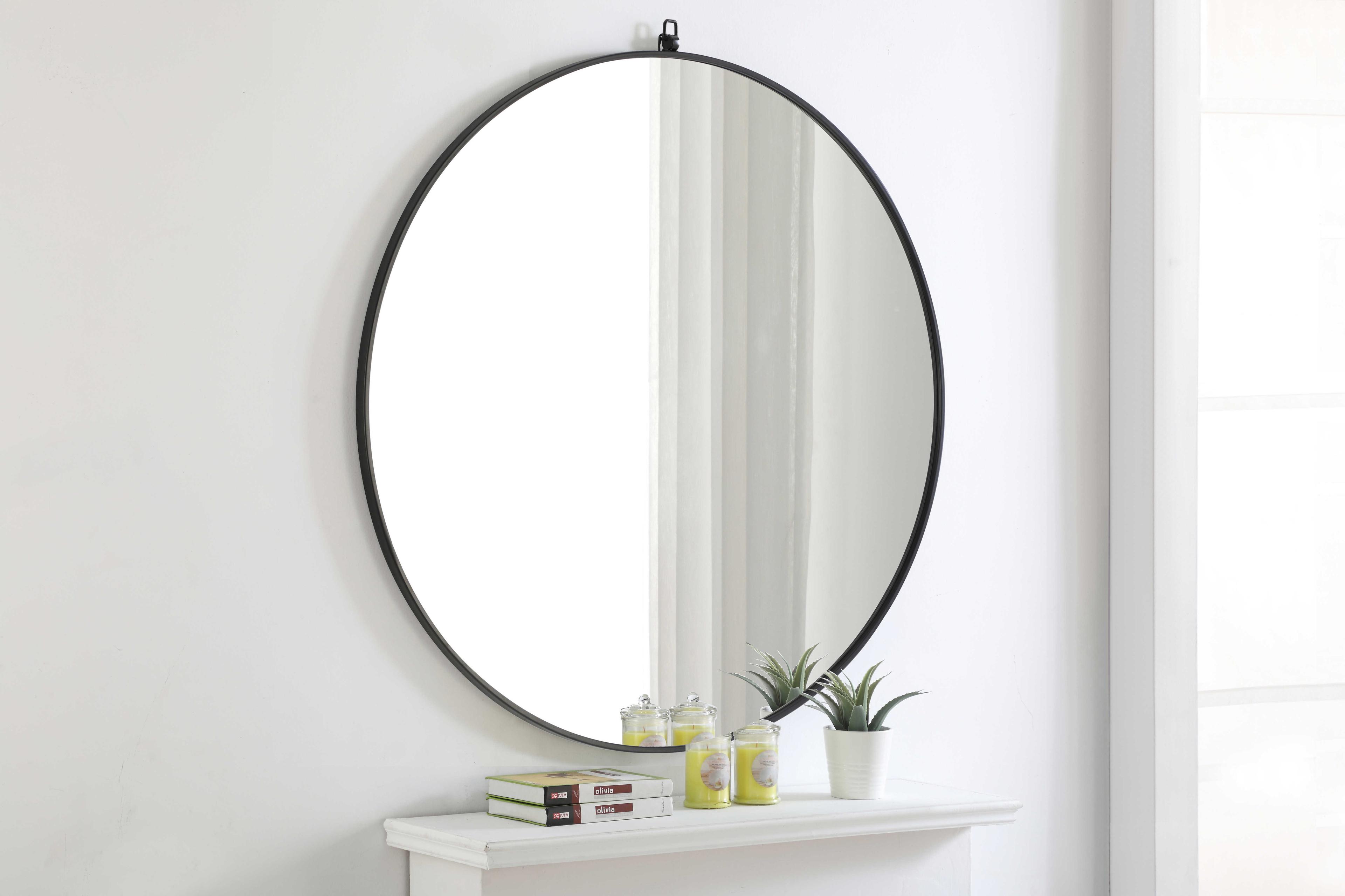 Elegant Lighting Eternity Black Round Wall Mirror
