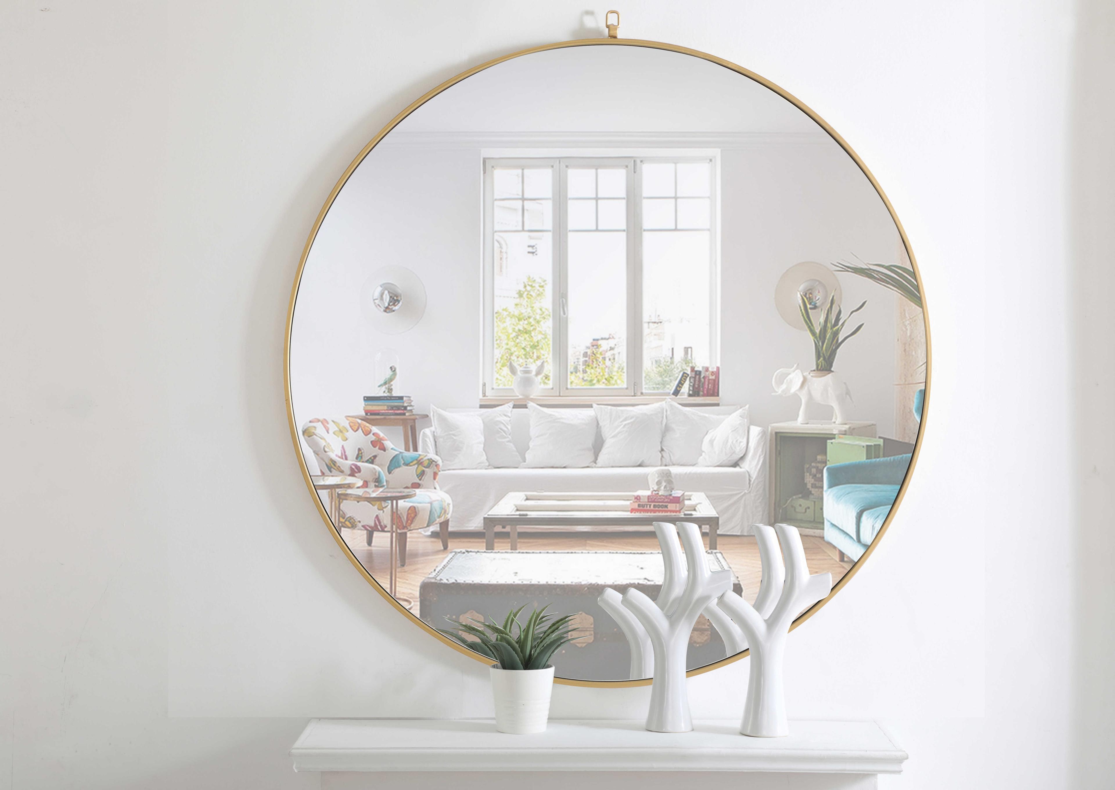 Elegant Lighting Eternity Brass Round Wall Mirror