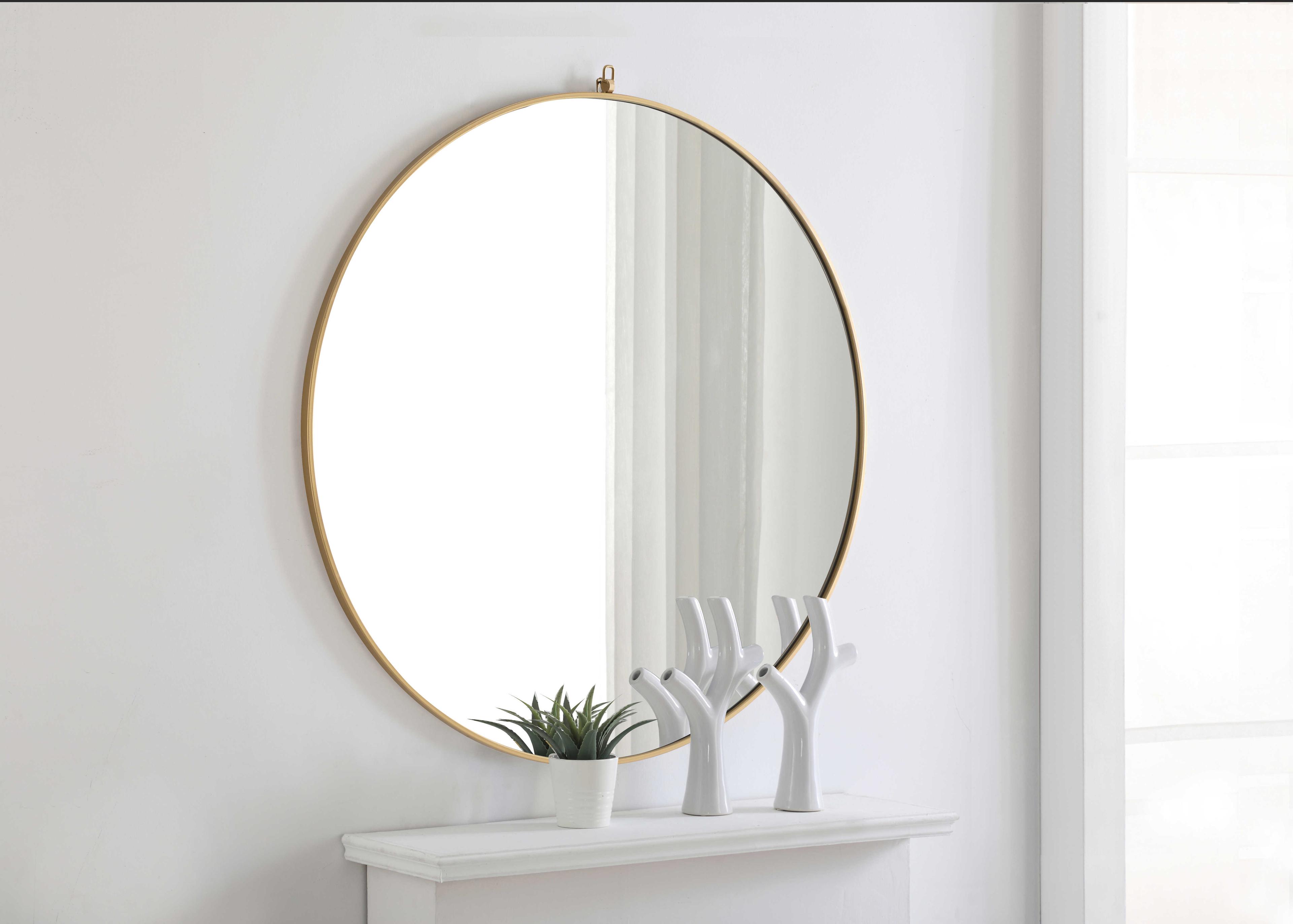Elegant Lighting Eternity Brass Round Wall Mirror