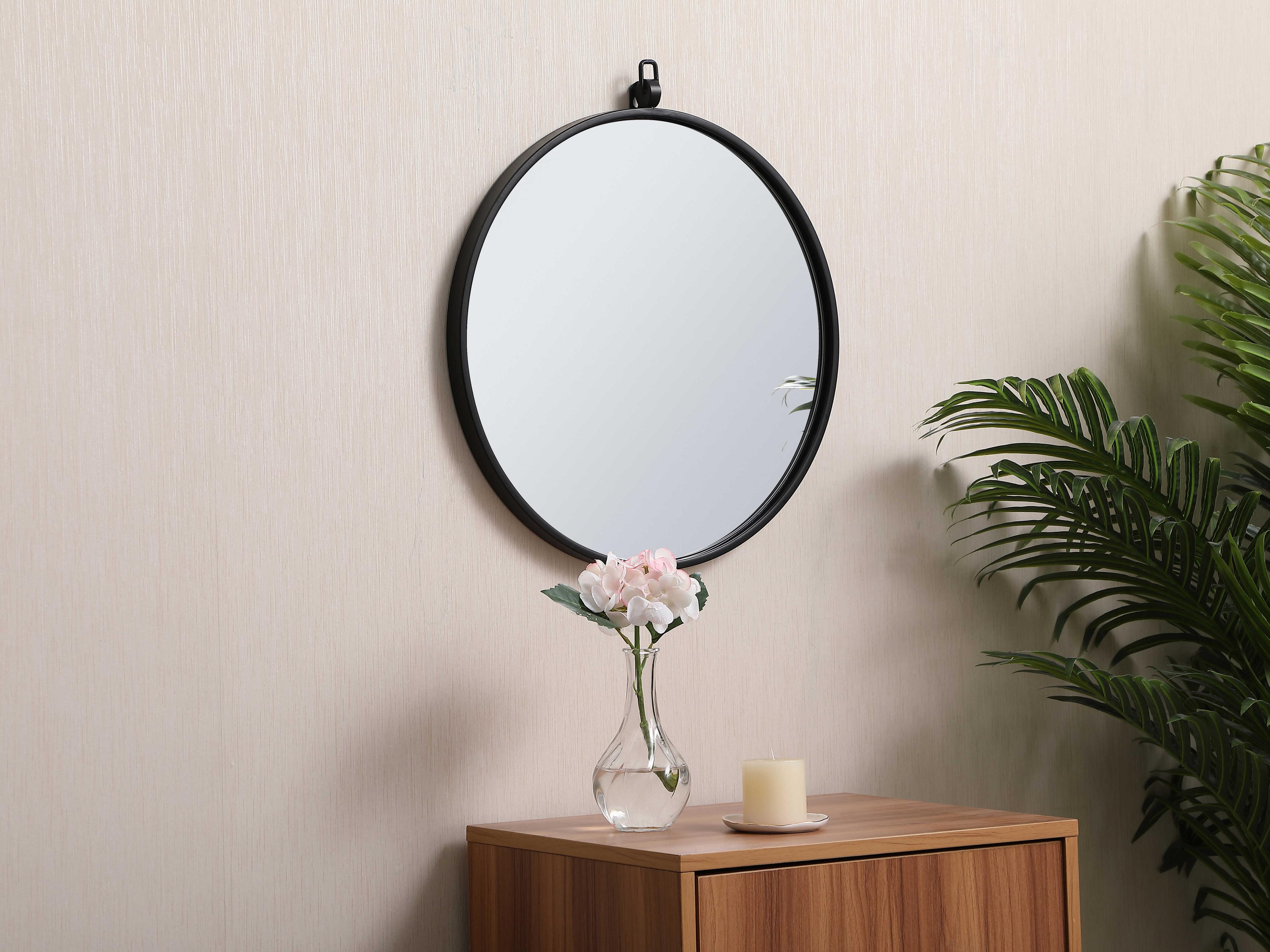 Elegant Lighting Eternity Black Round Wall Mirror