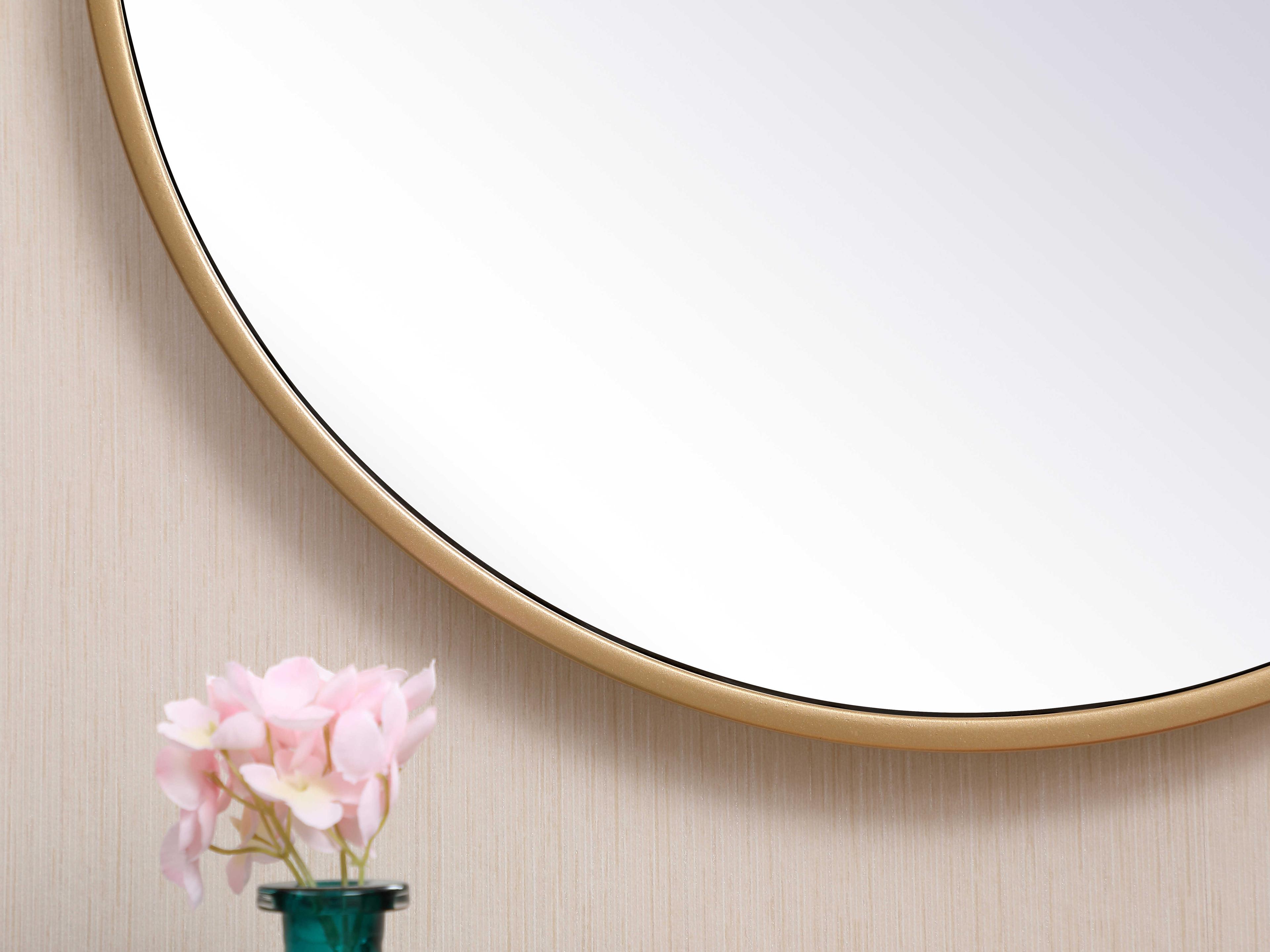 Elegant Lighting Eternity Brass Round Wall Mirror