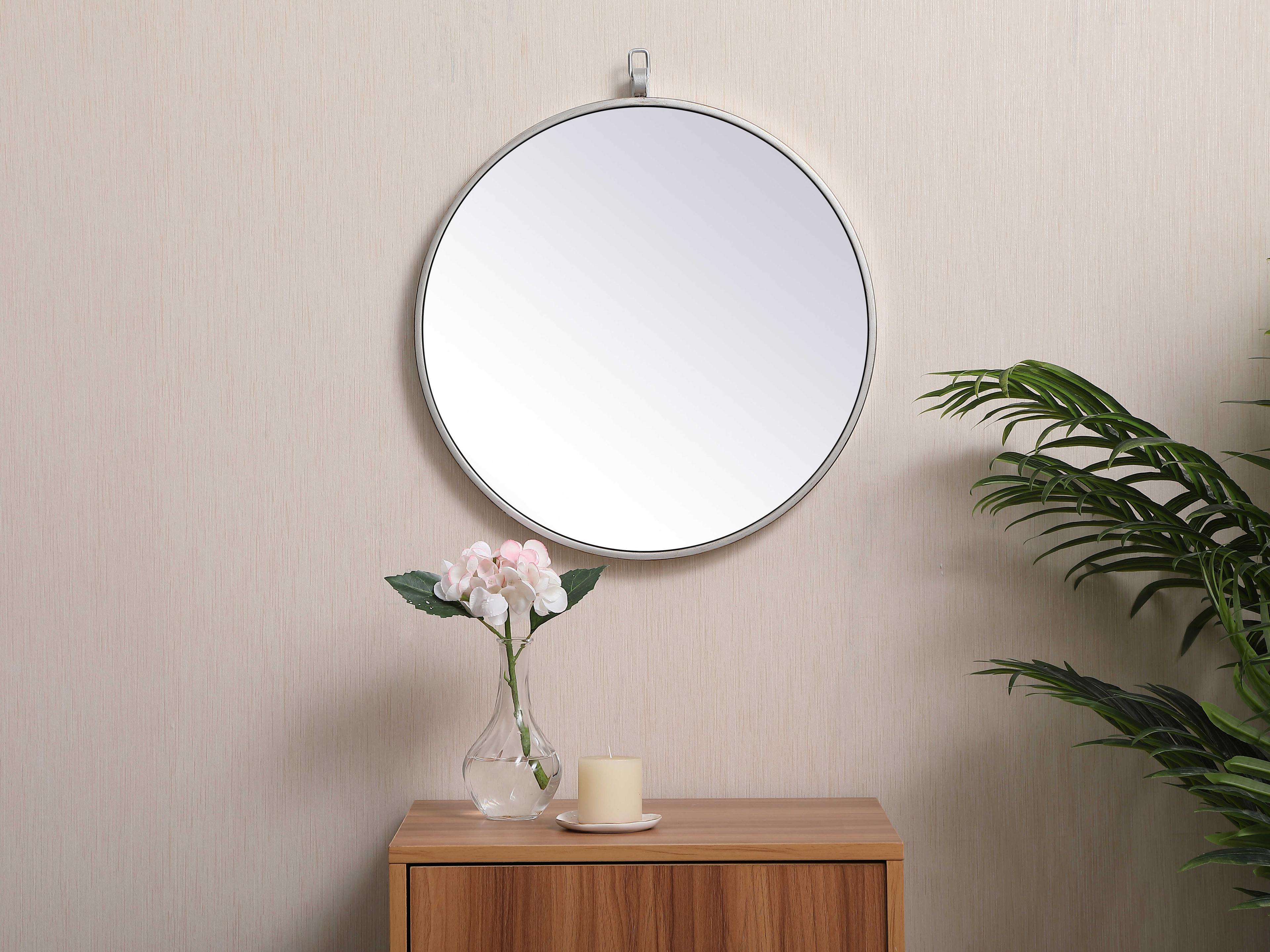 Elegant Lighting Eternity Silver Round Wall Mirror