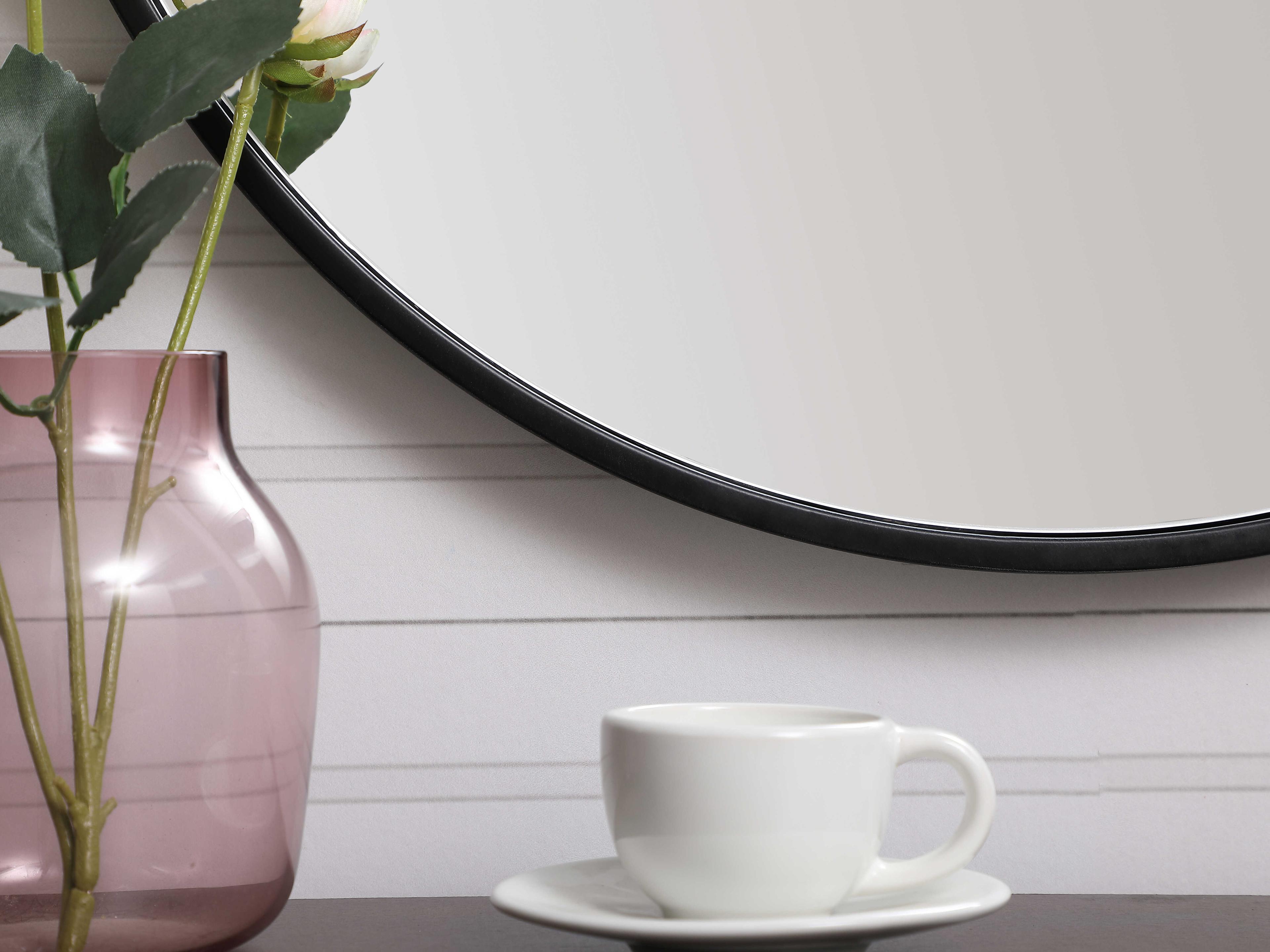 Elegant Lighting Eternity Black Round Wall Mirror