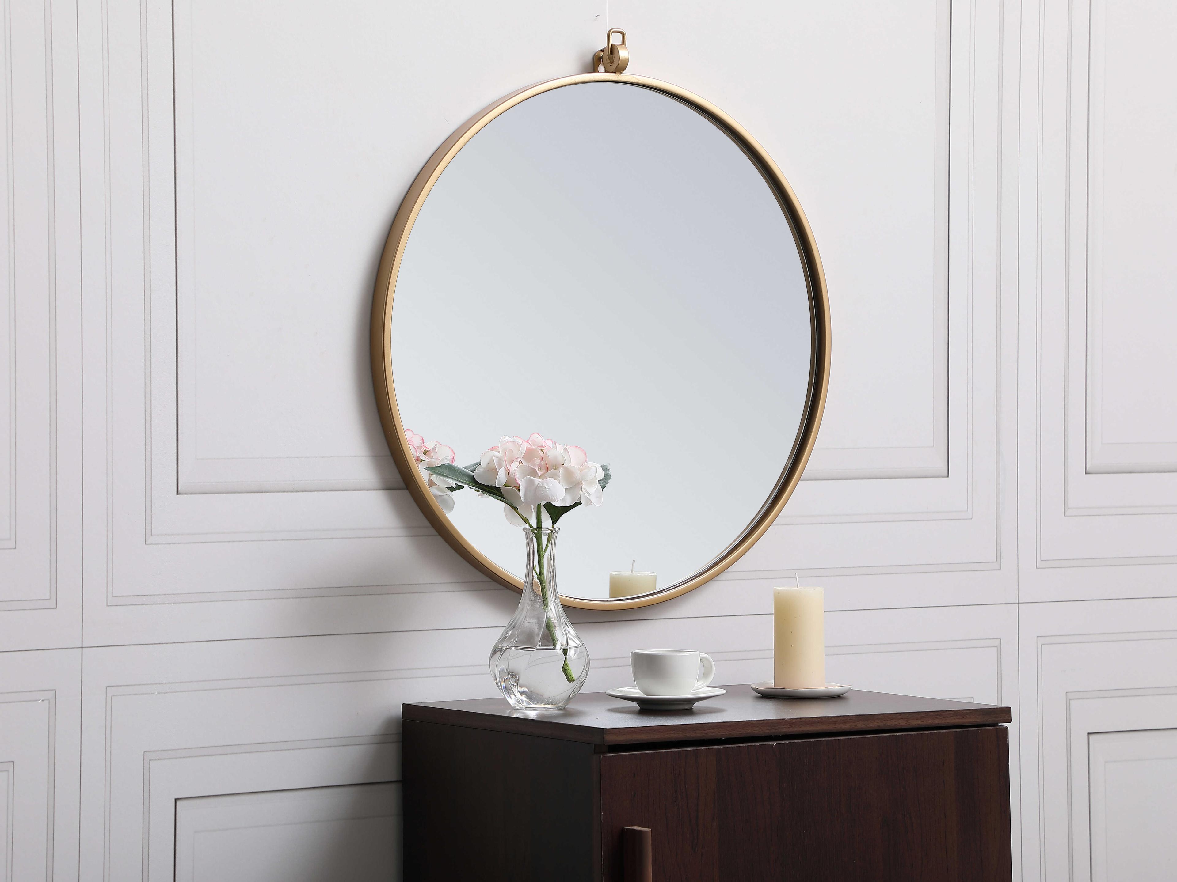 Elegant Lighting Eternity Brass Round Wall Mirror