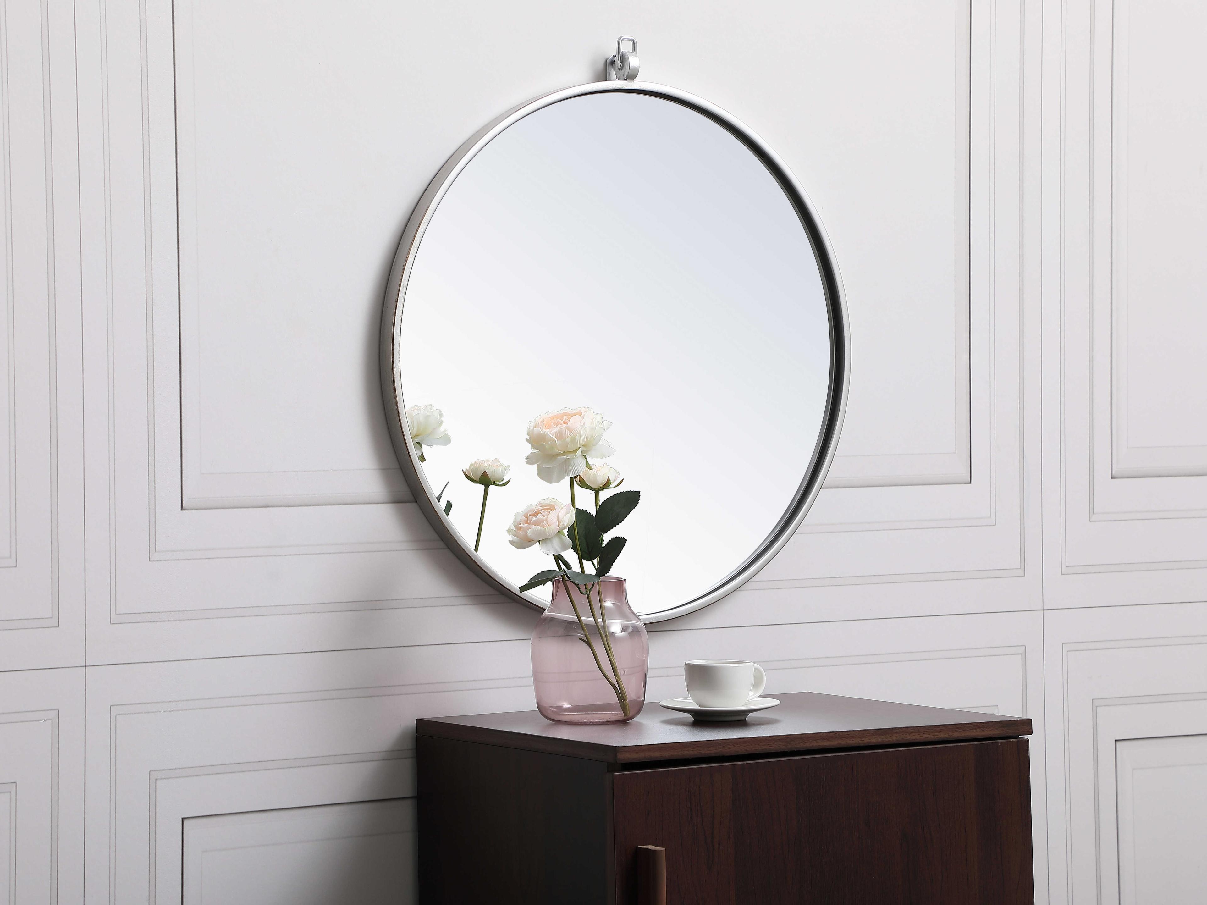 Elegant Lighting Eternity Silver Round Wall Mirror
