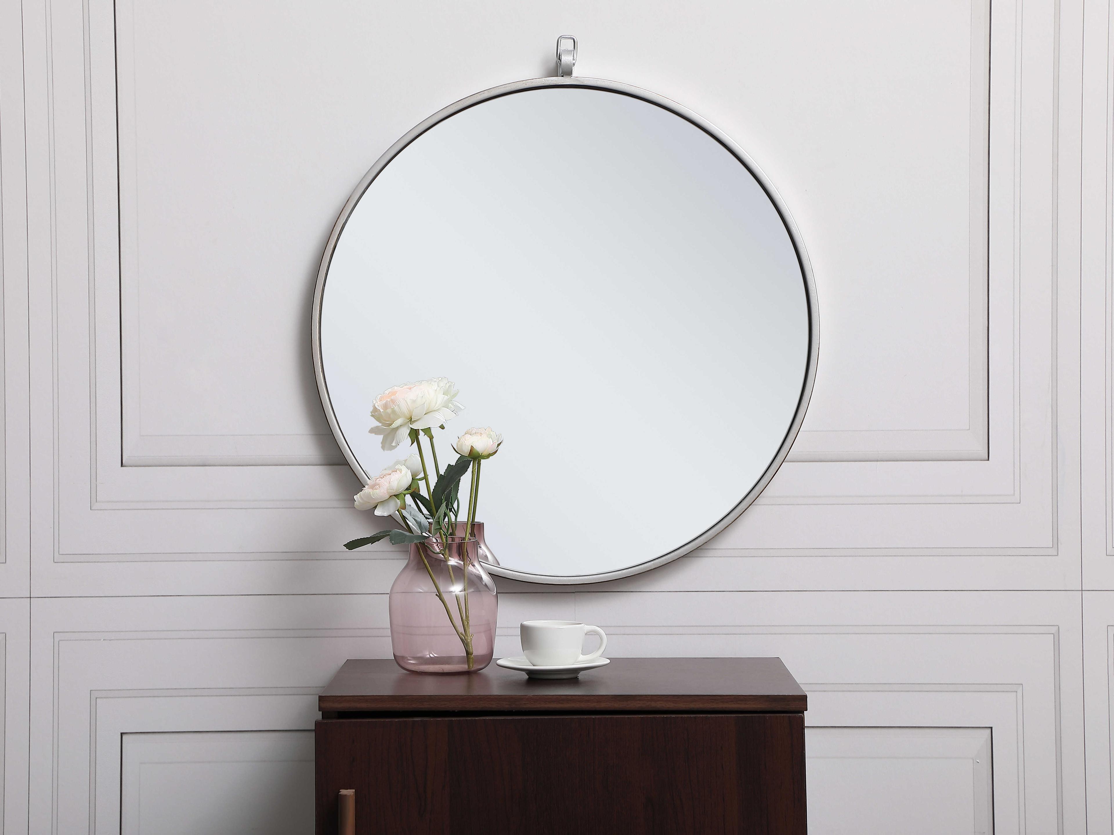 Elegant Lighting Eternity Silver Round Wall Mirror