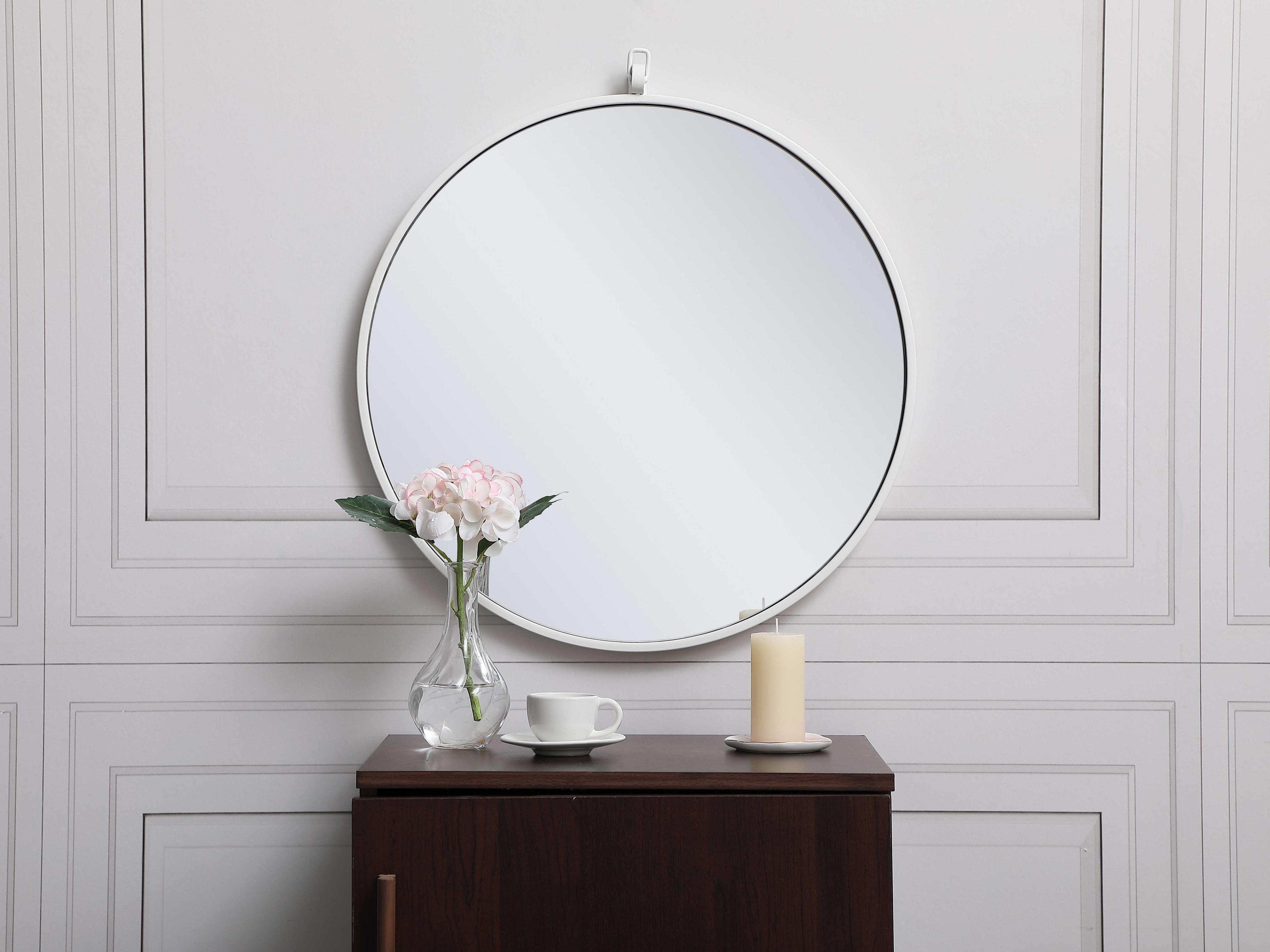 Elegant Lighting Eternity White Round Wall Mirror