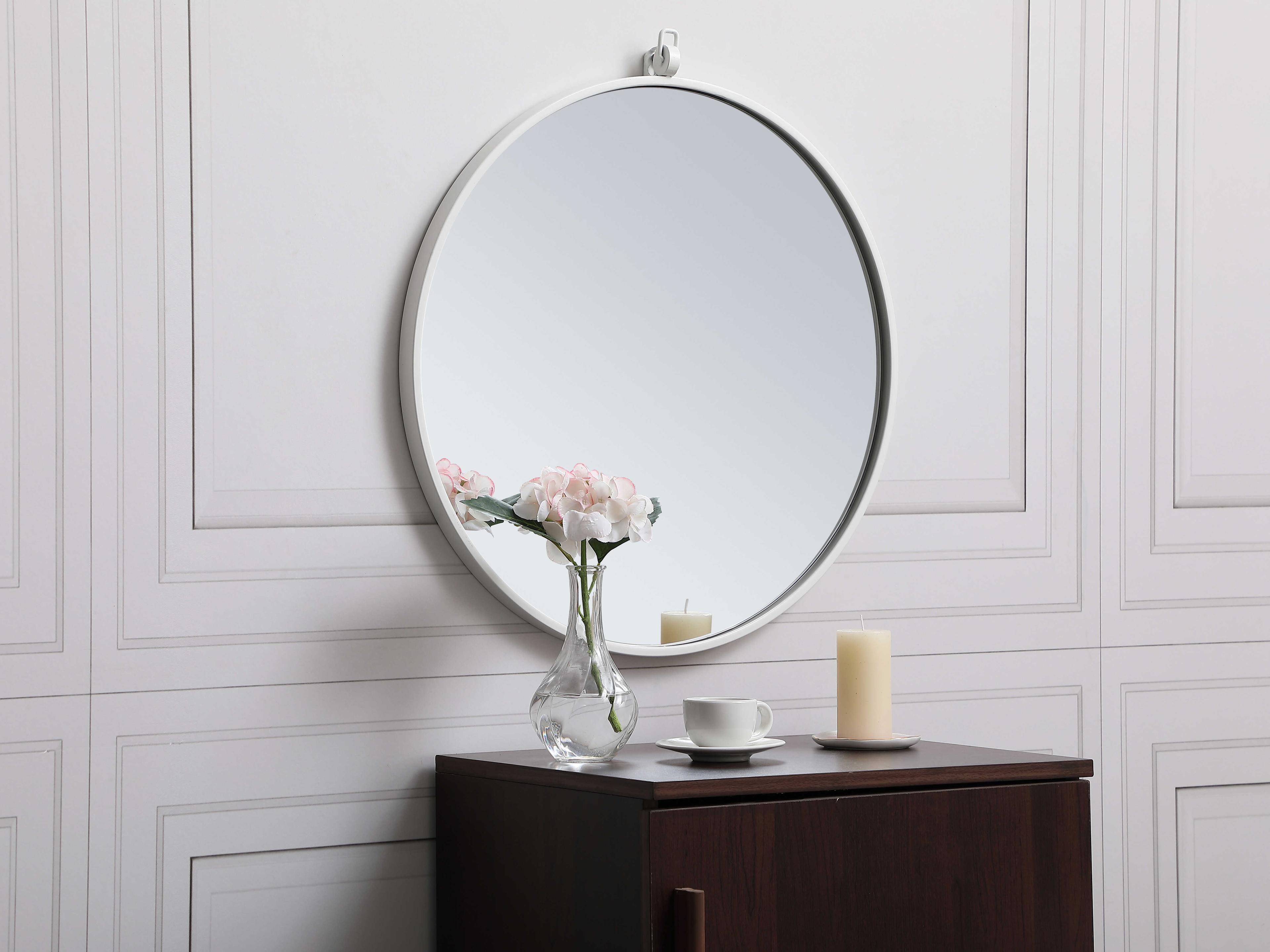 Elegant Lighting Eternity White Round Wall Mirror