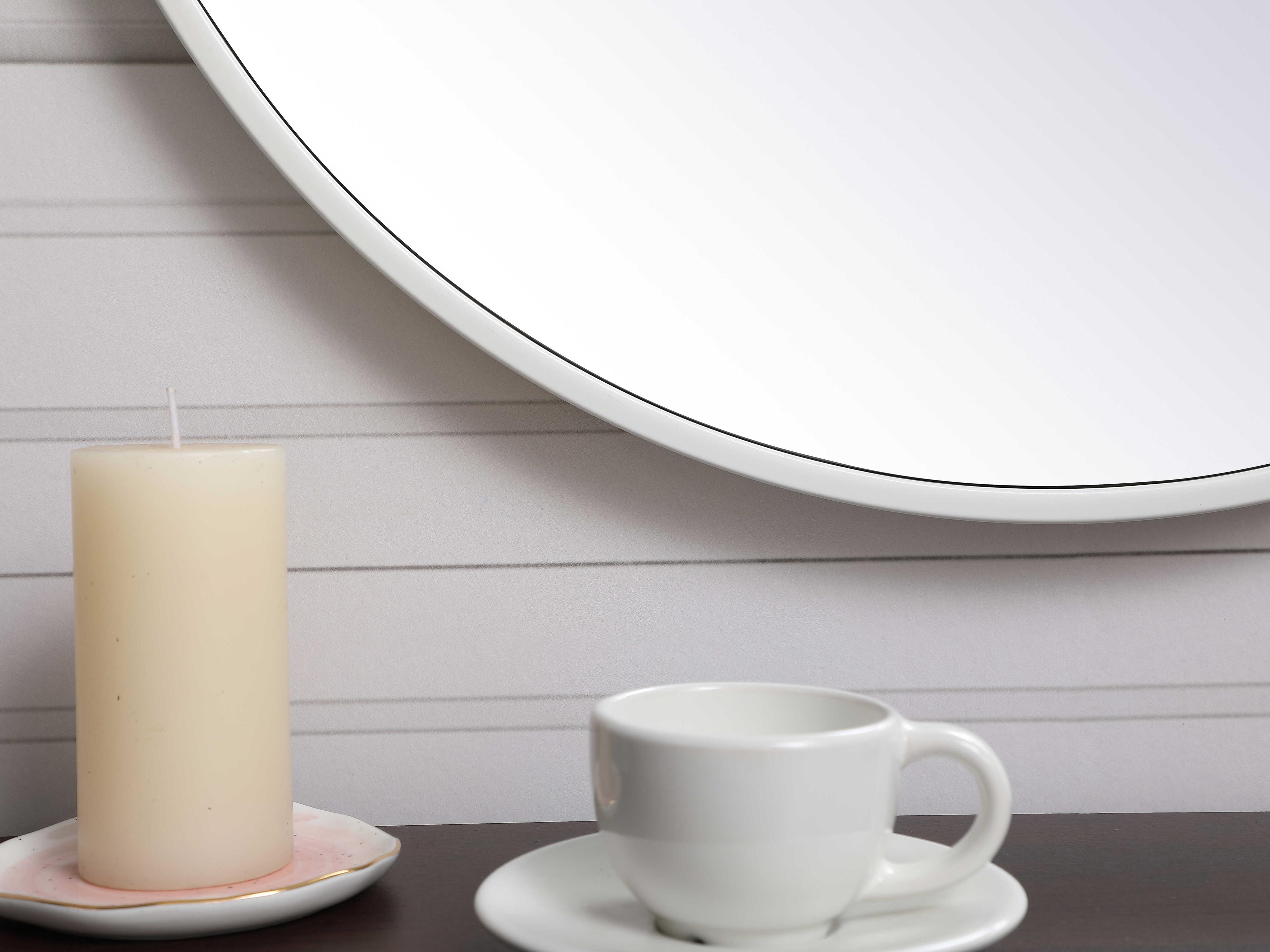 Elegant Lighting Eternity White Round Wall Mirror