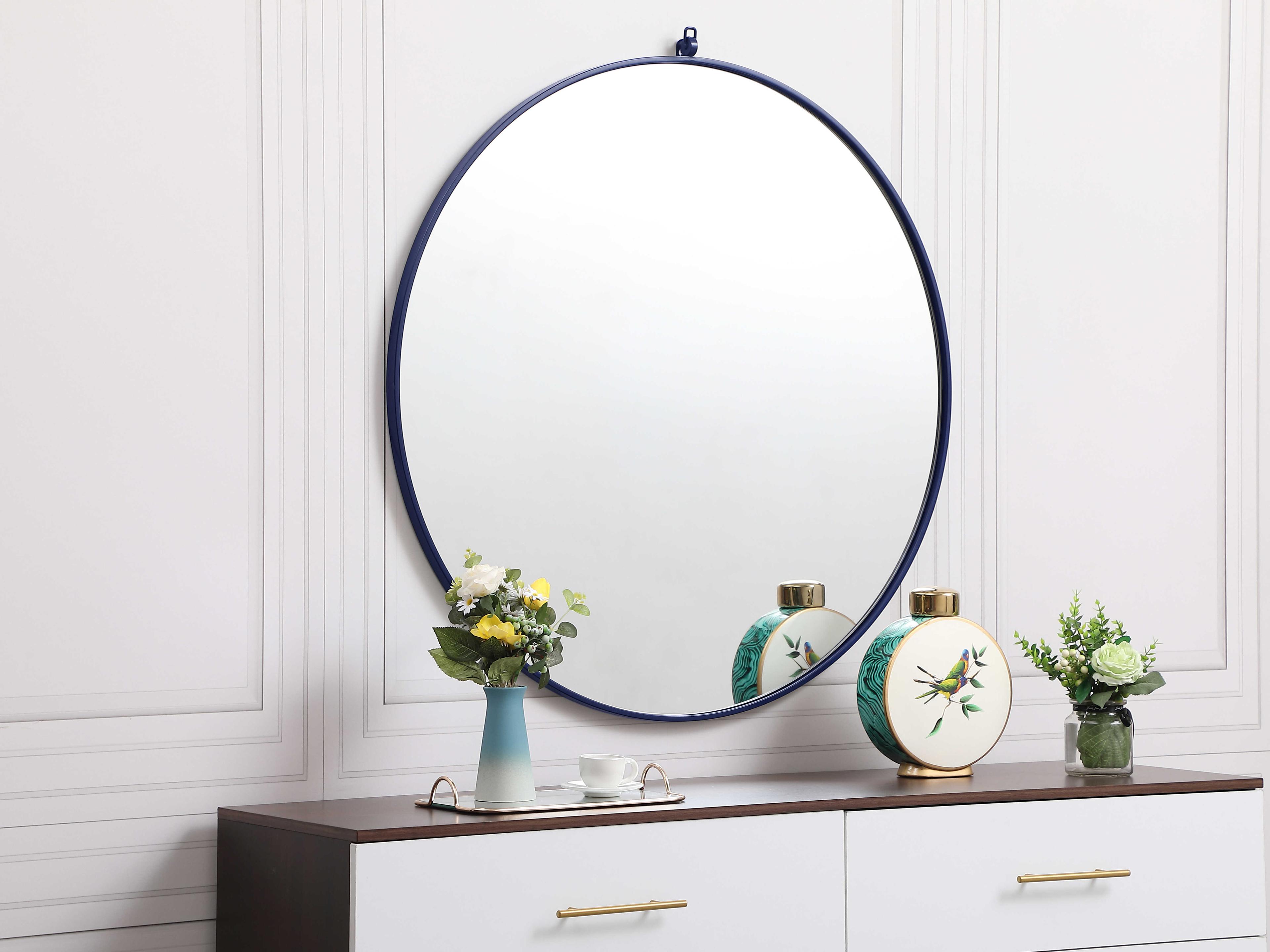 Elegant Lighting Eternity Blue Round Wall Mirror