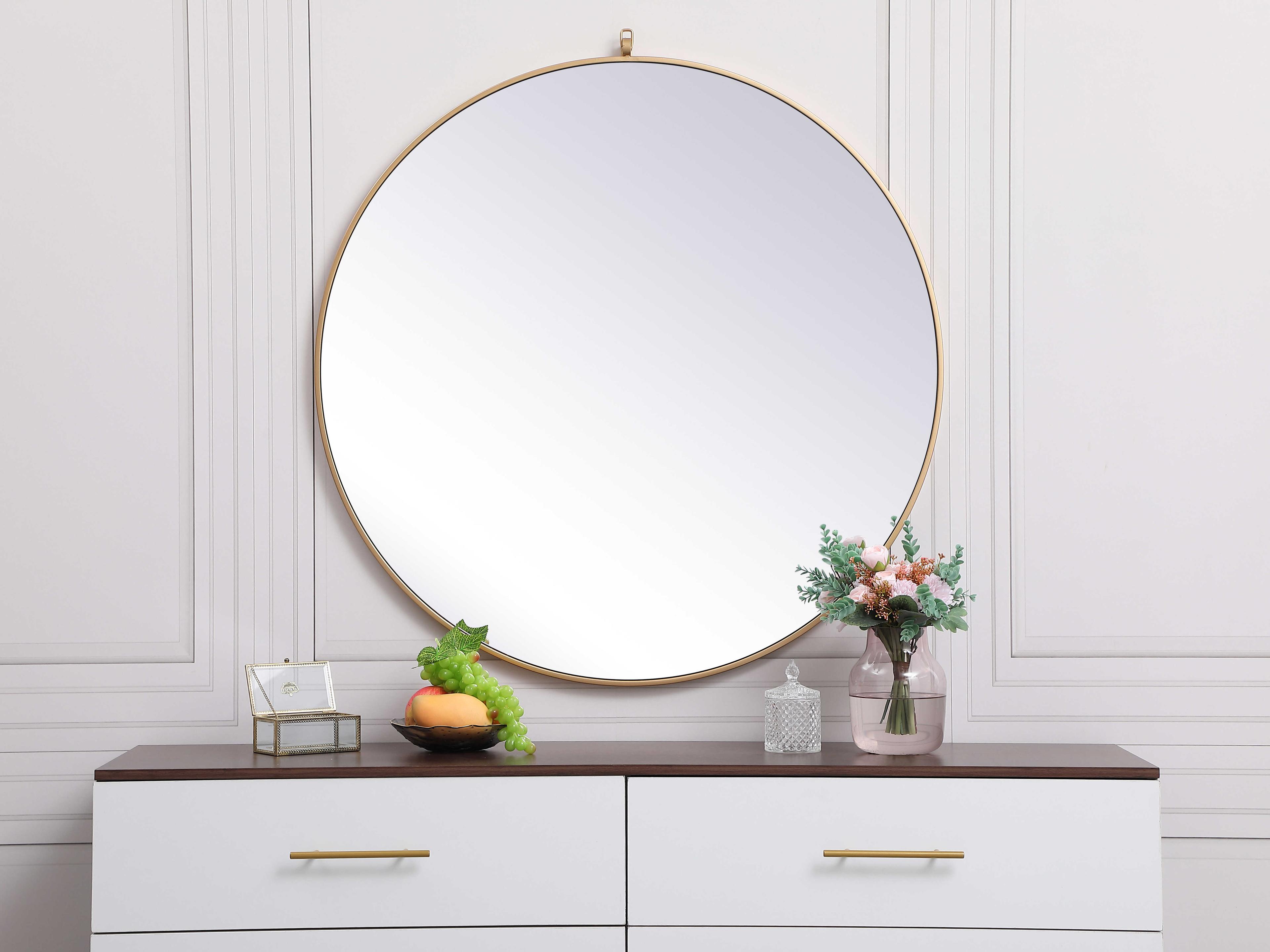 Elegant Lighting Eternity Brass Round Wall Mirror