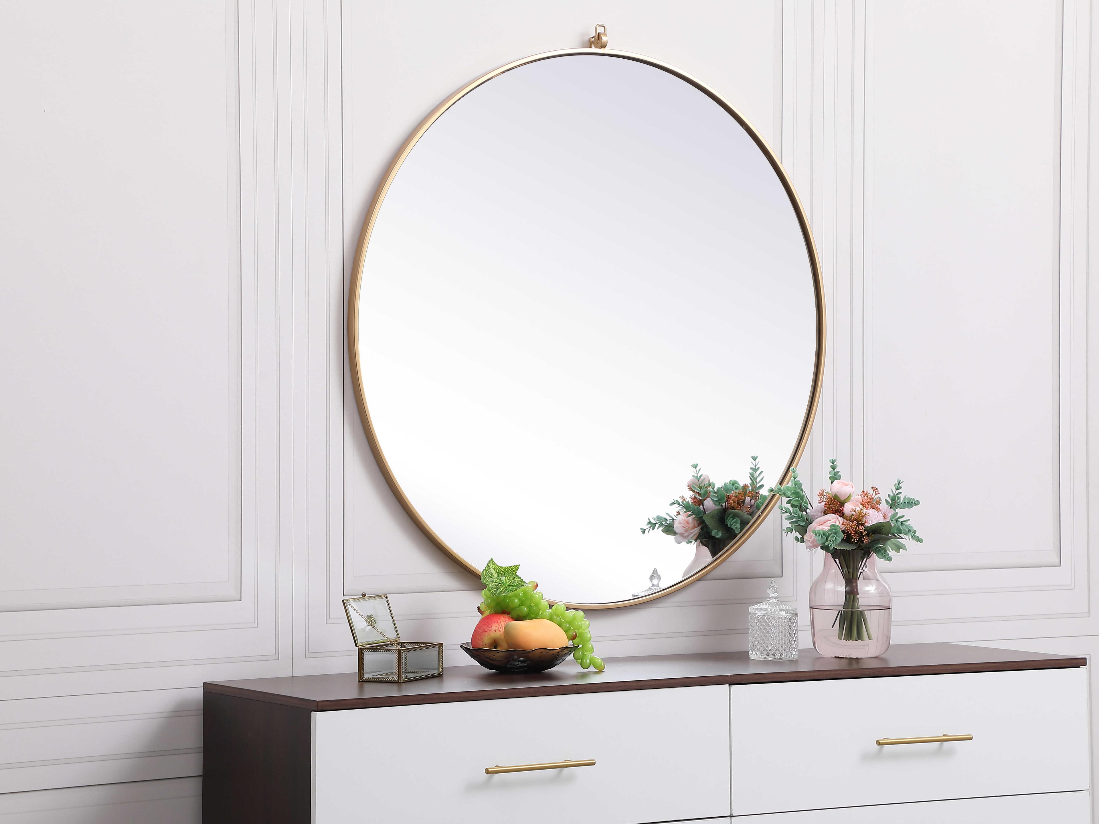 Elegant Lighting Eternity Brass Round Wall Mirror