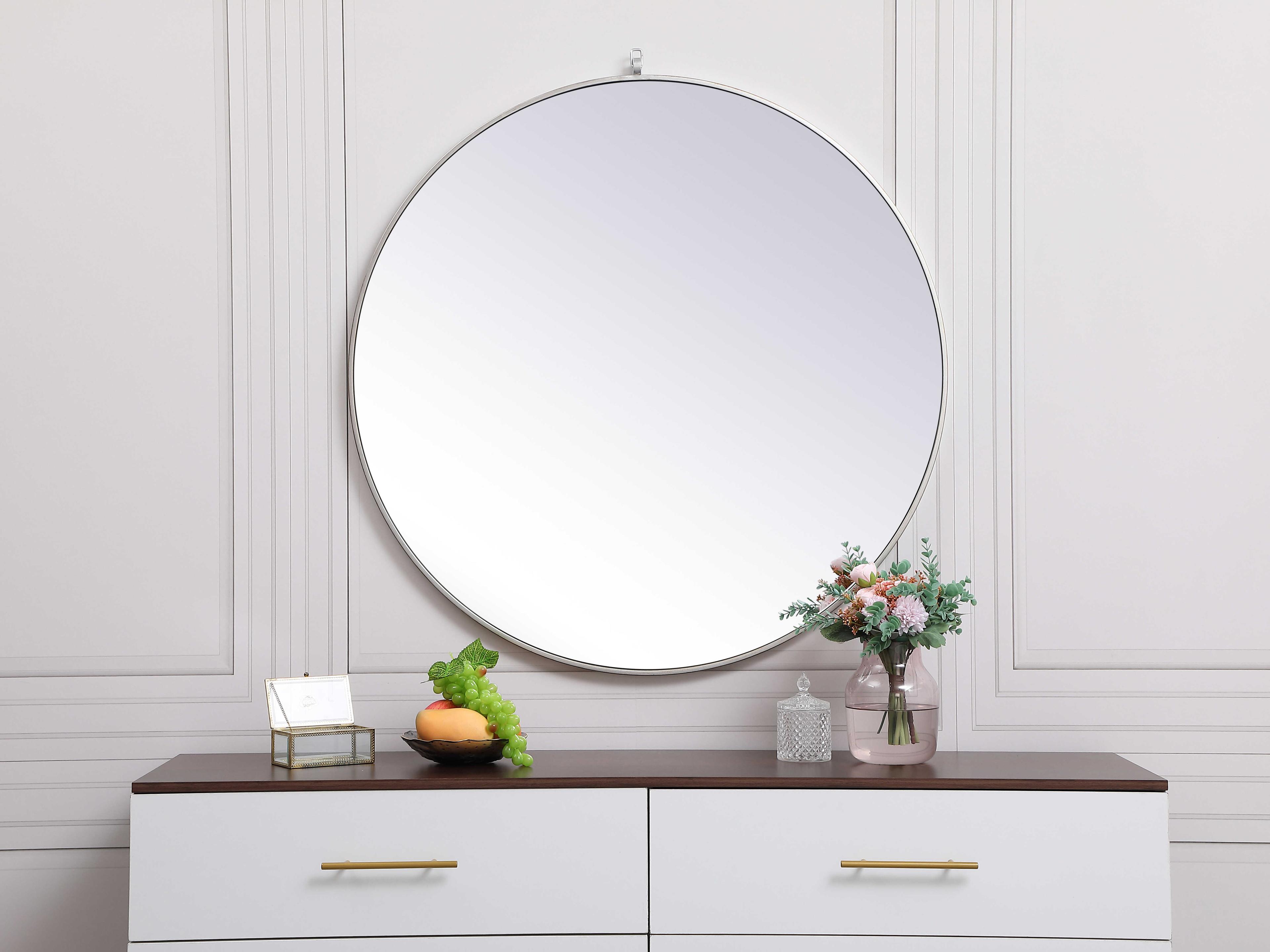 Elegant Lighting Eternity Silver Round Wall Mirror