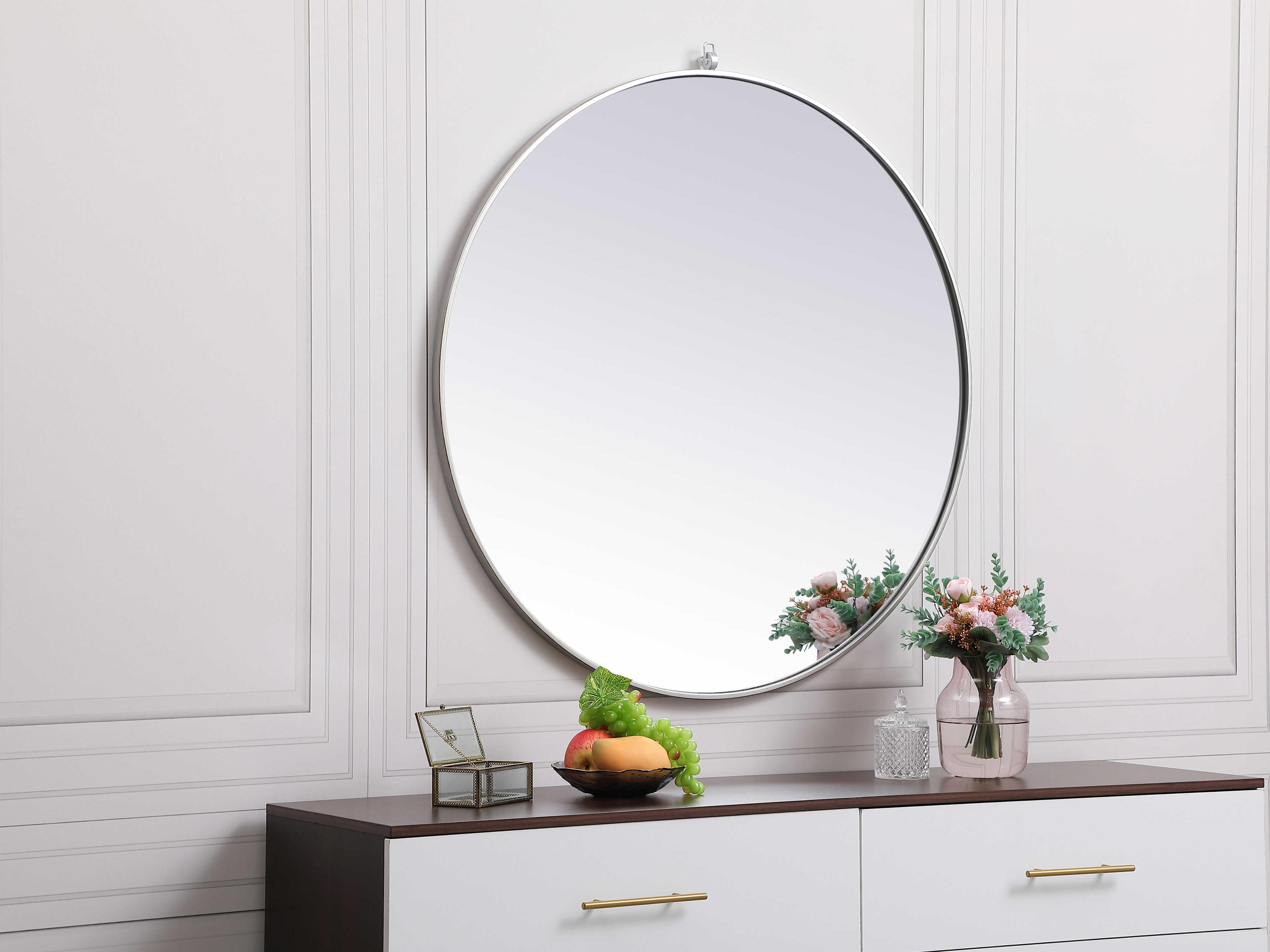 Elegant Lighting Eternity Silver Round Wall Mirror