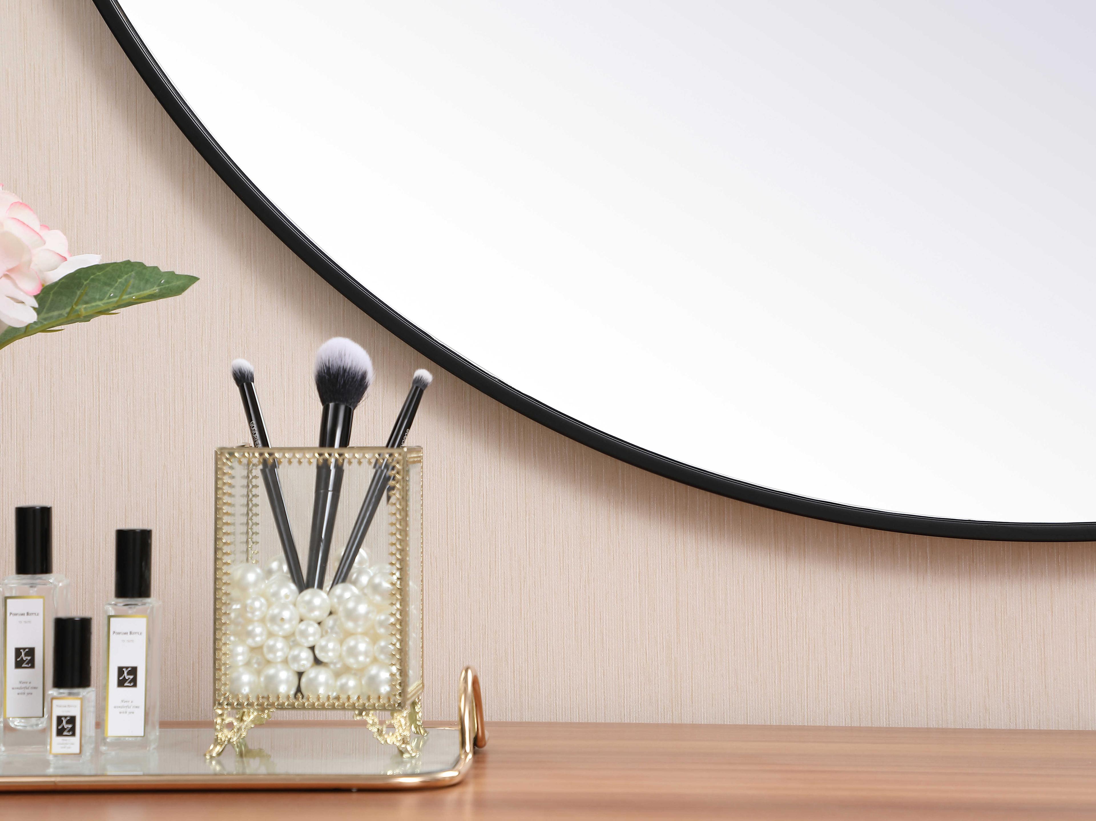 Elegant Lighting Eternity Black Round Wall Mirror