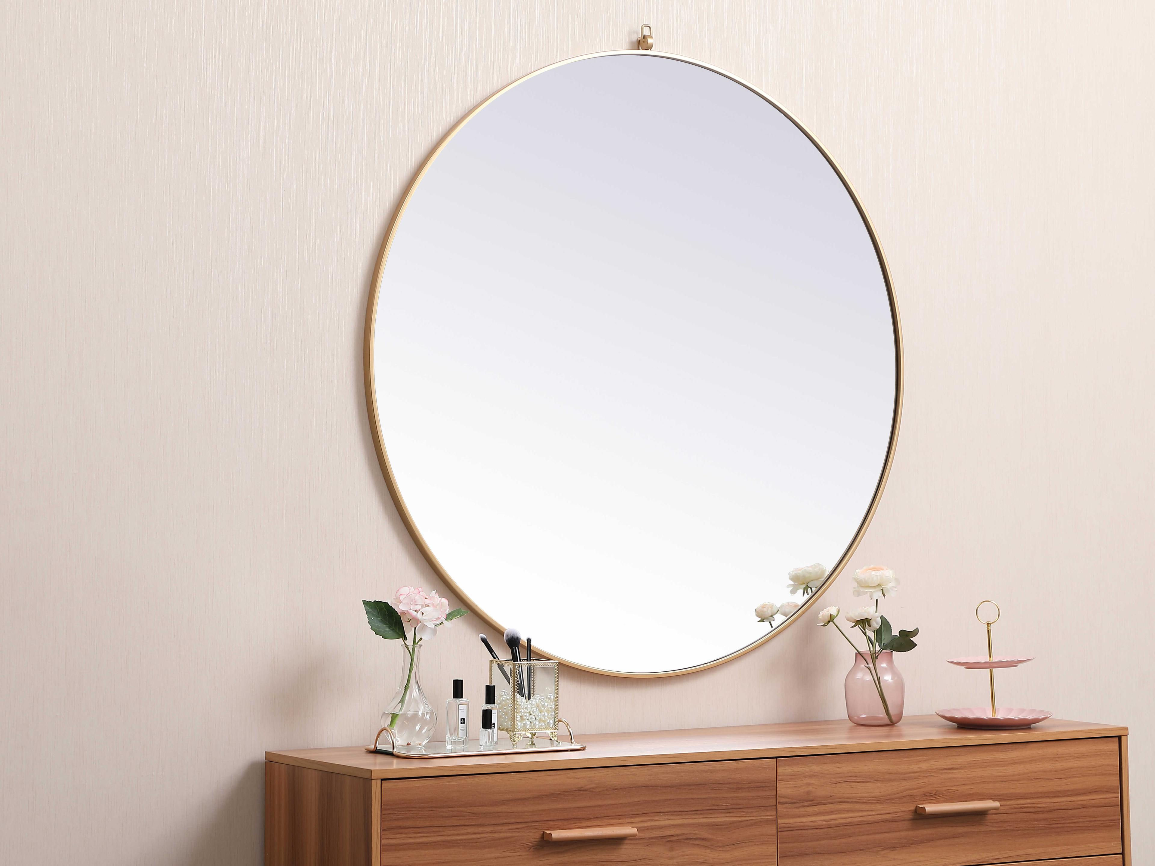 Elegant Lighting Eternity Brass Round Wall Mirror