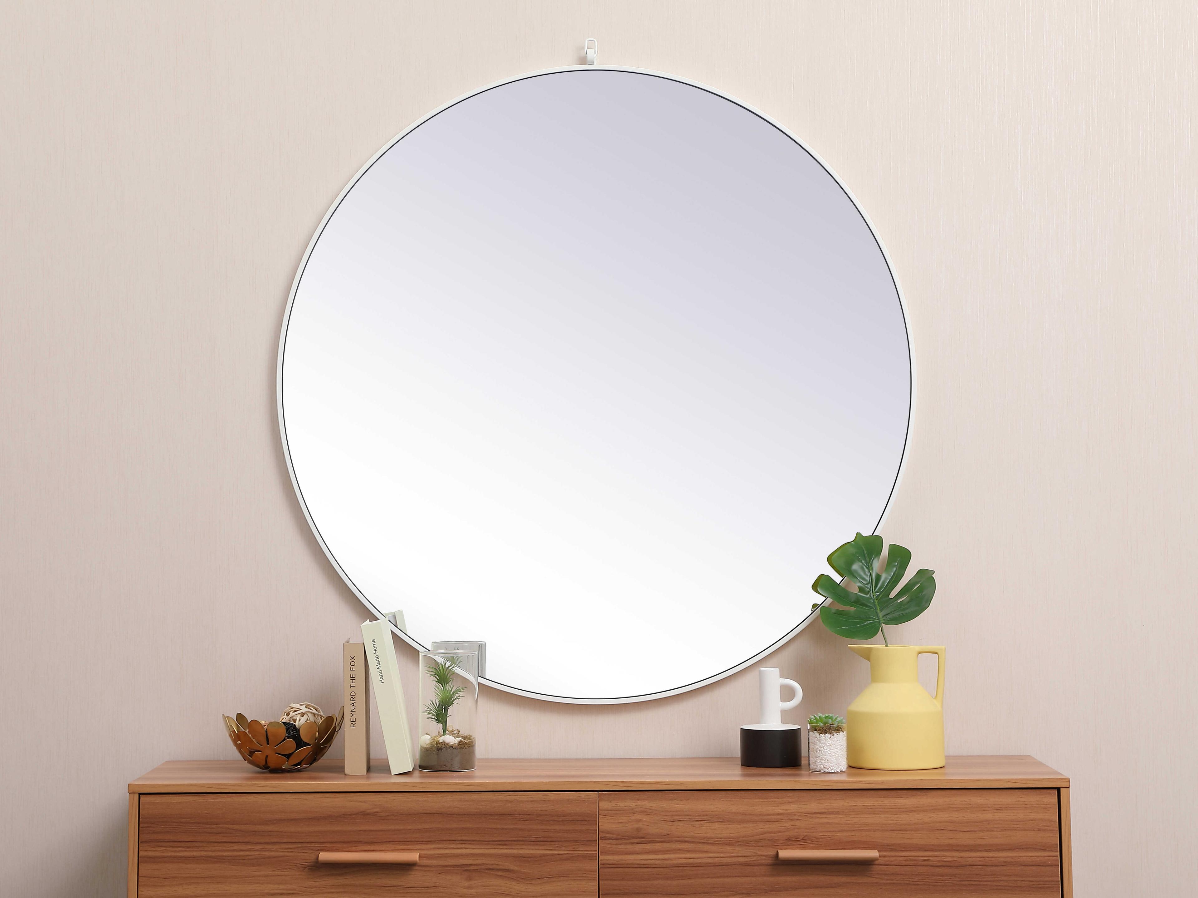 Elegant Lighting Eternity White Round Wall Mirror