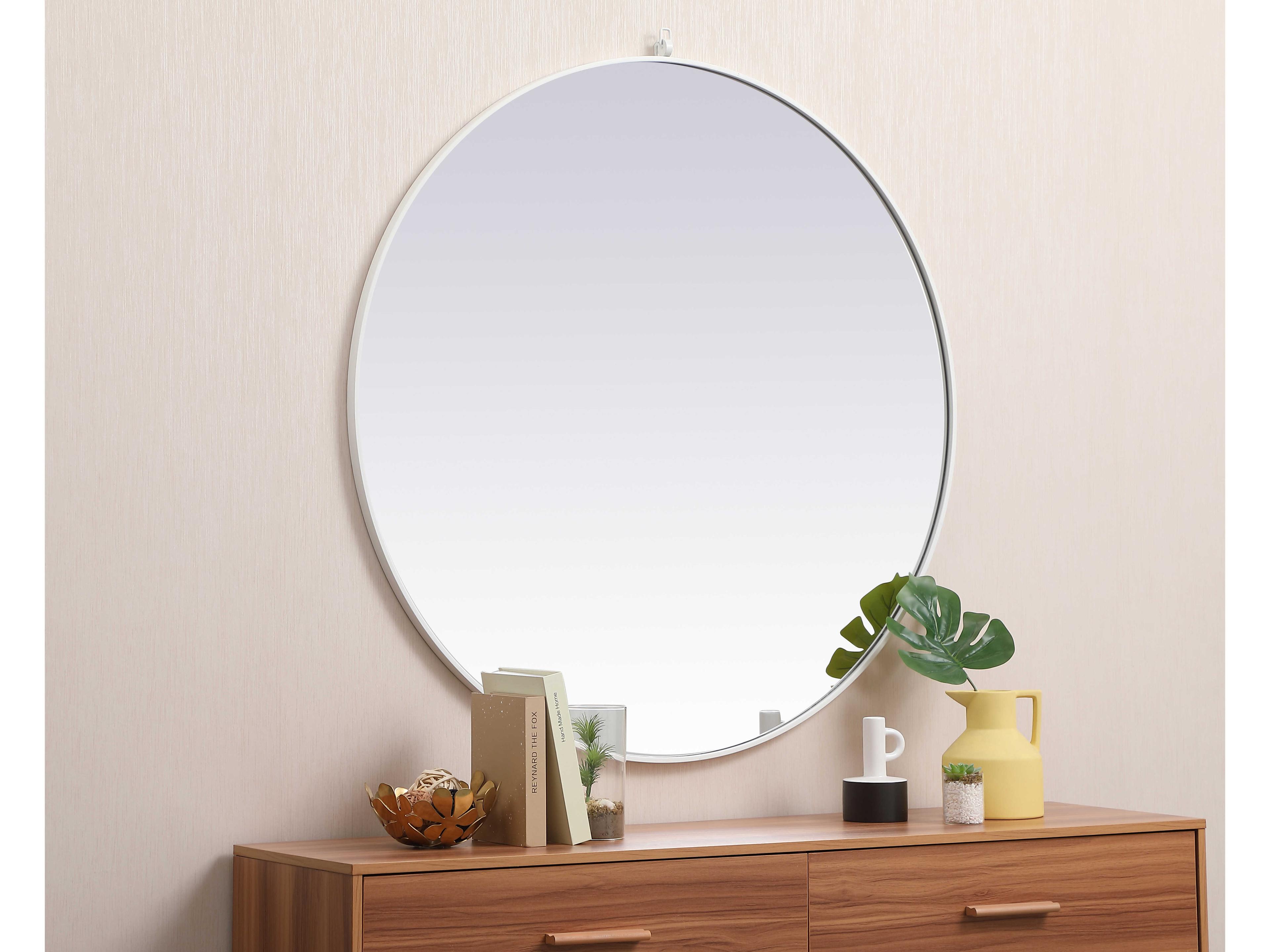 Elegant Lighting Eternity White Round Wall Mirror