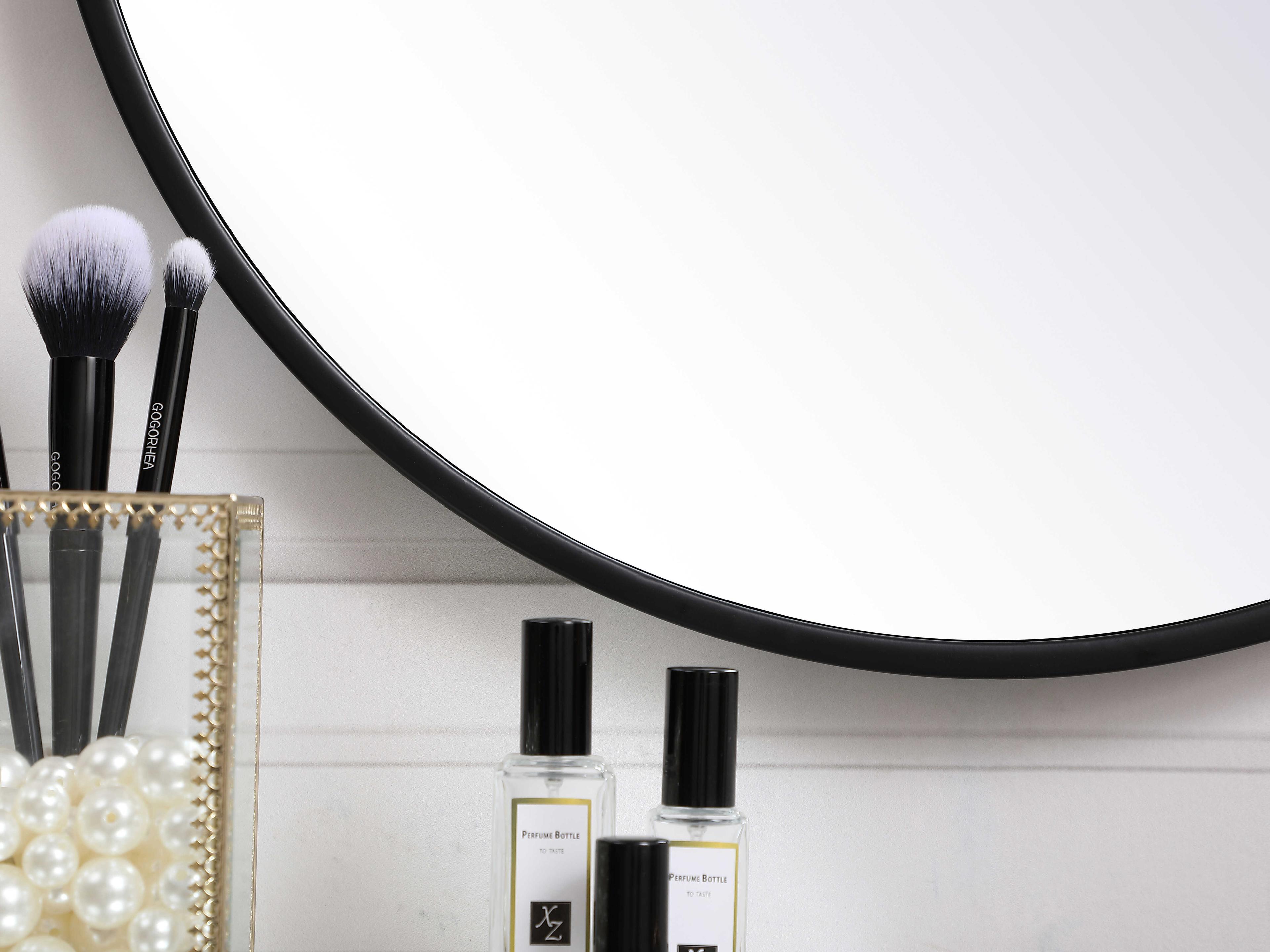 Elegant Lighting Eternity Black Round Wall Mirror