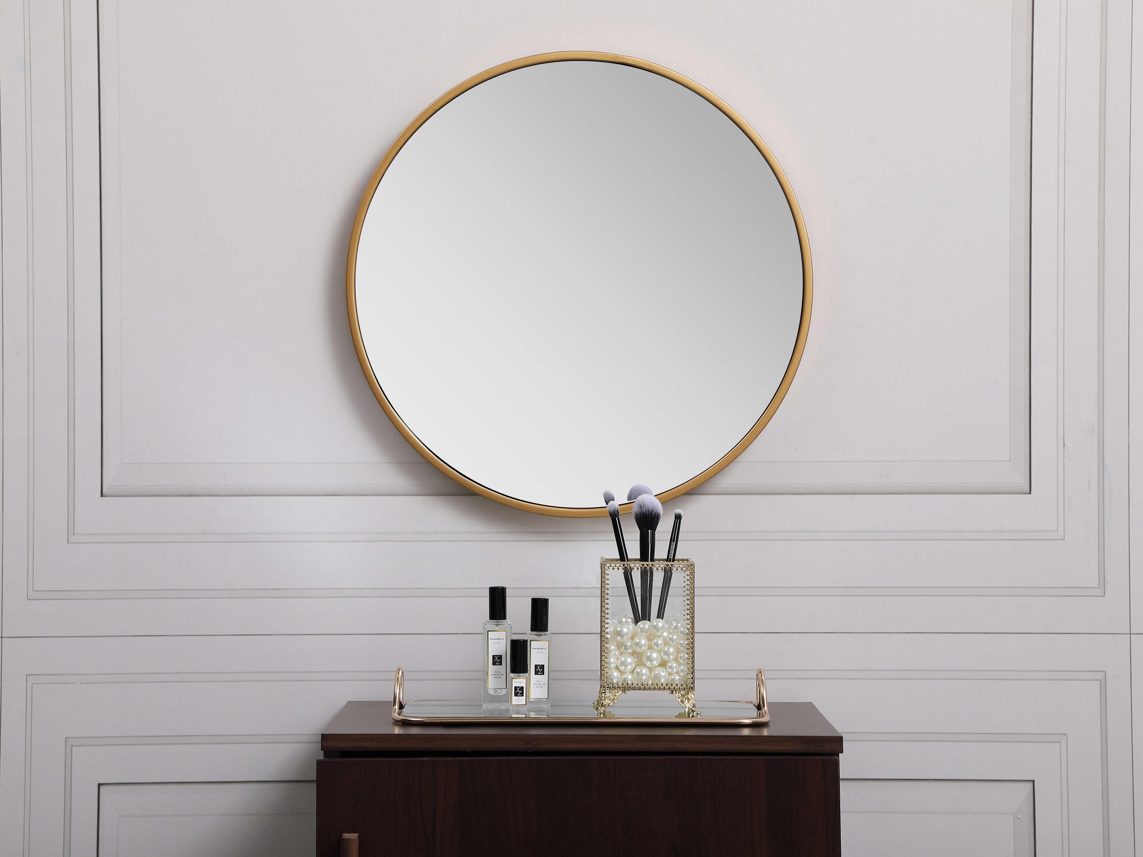Elegant Lighting Eternity Brass Round Wall Mirror