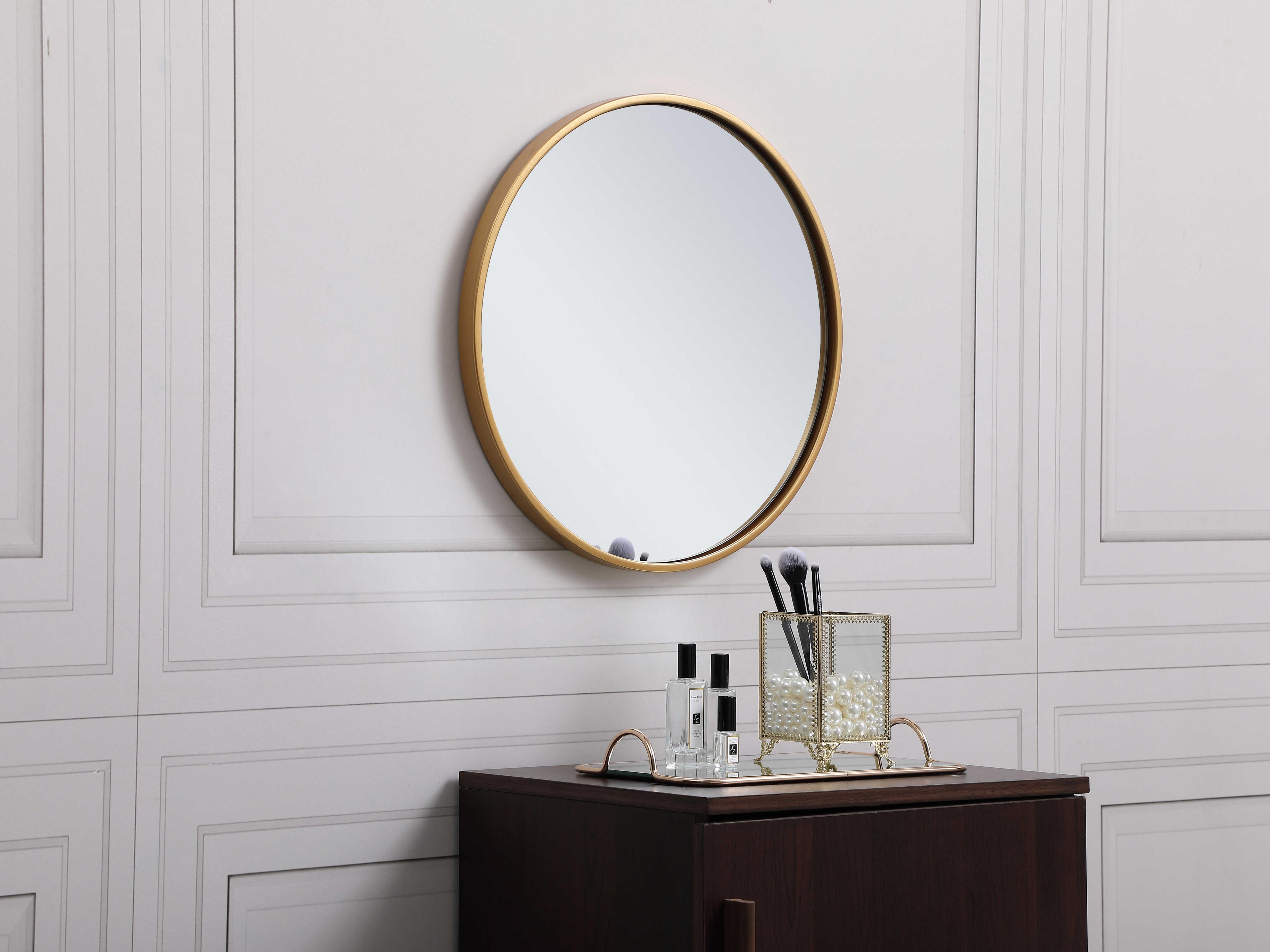 Elegant Lighting Eternity Brass Round Wall Mirror