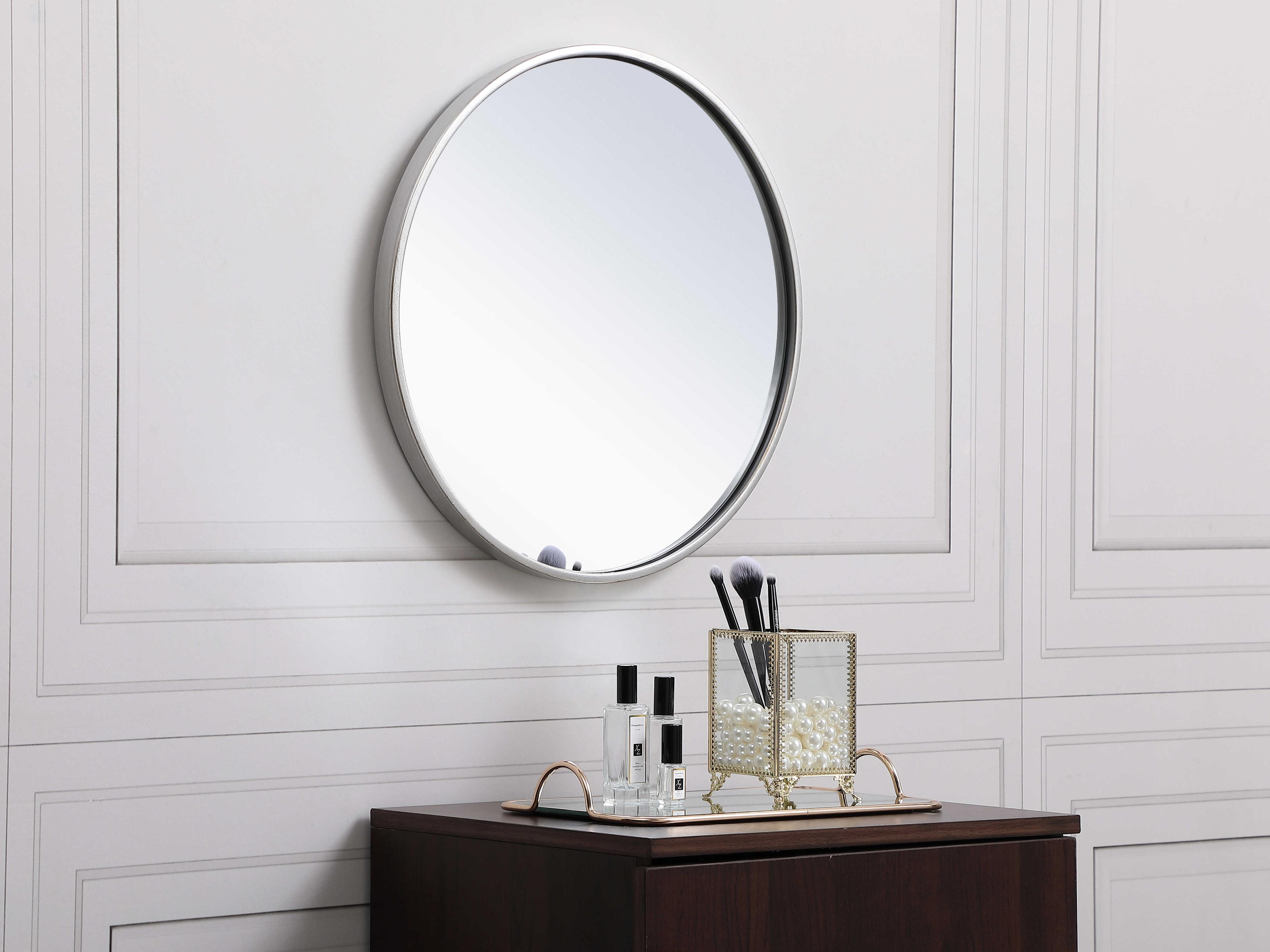 Elegant Lighting Eternity Silver Round Wall Mirror