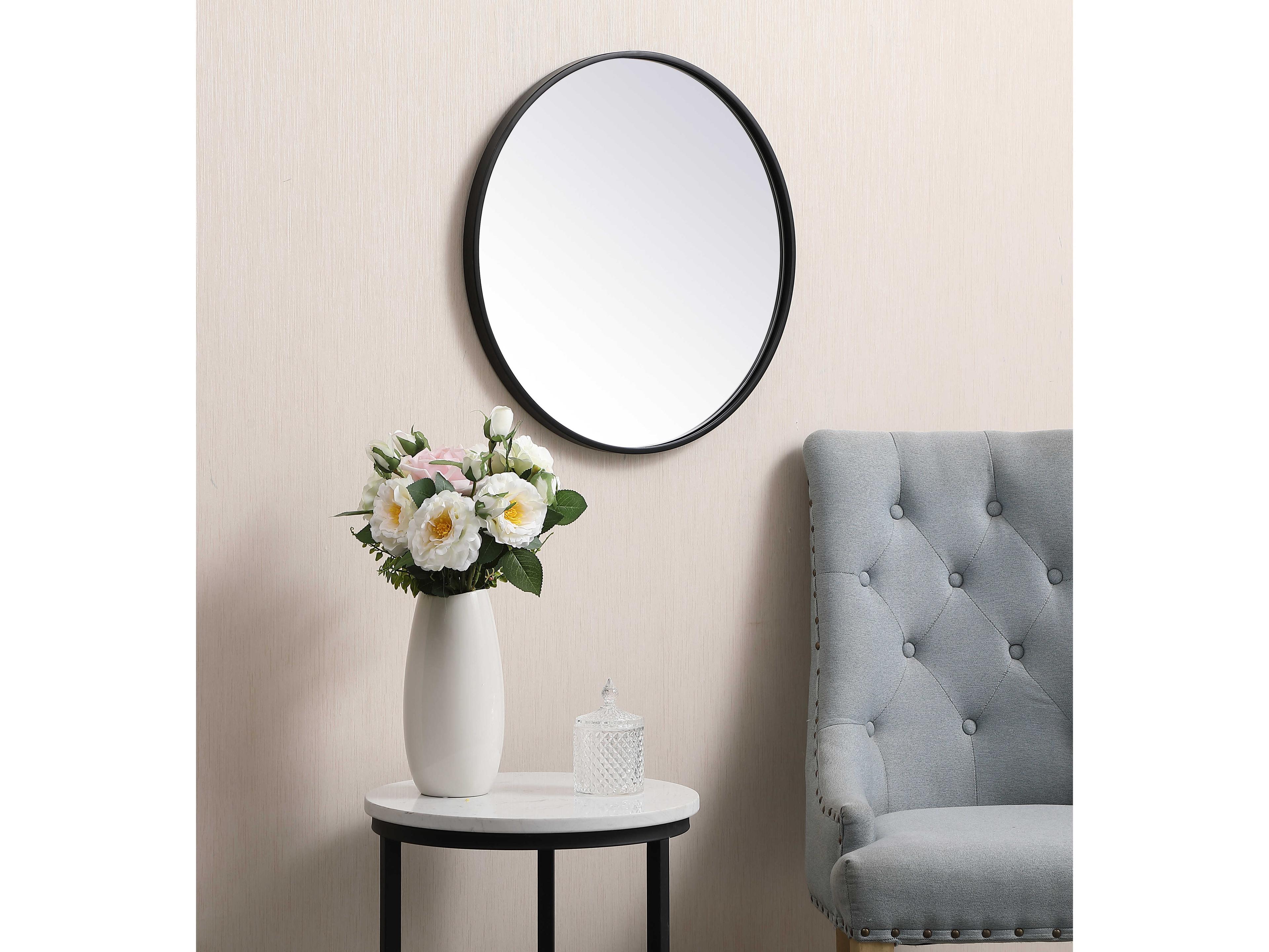 Elegant Lighting Eternity Black Round Wall Mirror