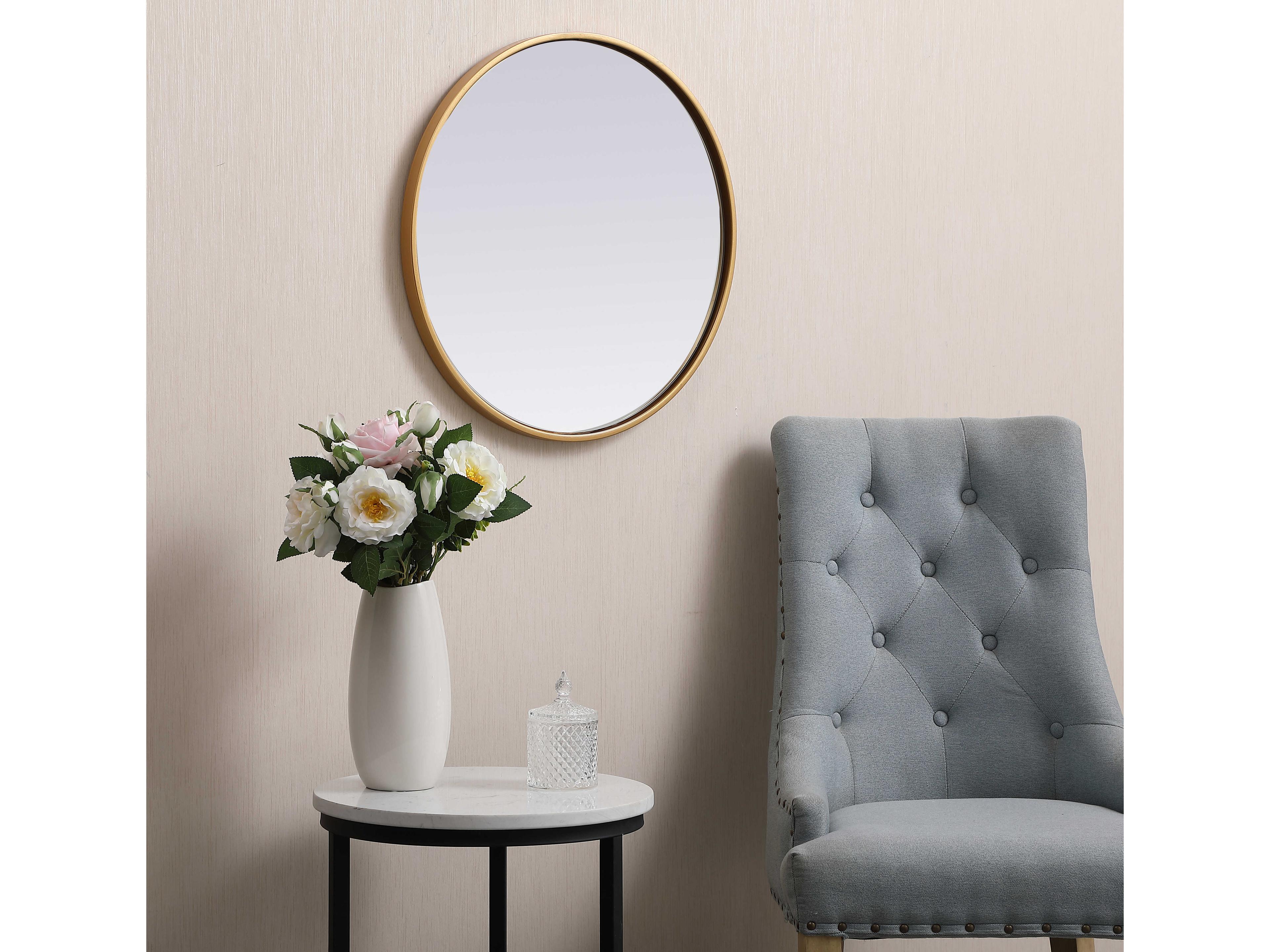 Elegant Lighting Eternity Brass Round Wall Mirror