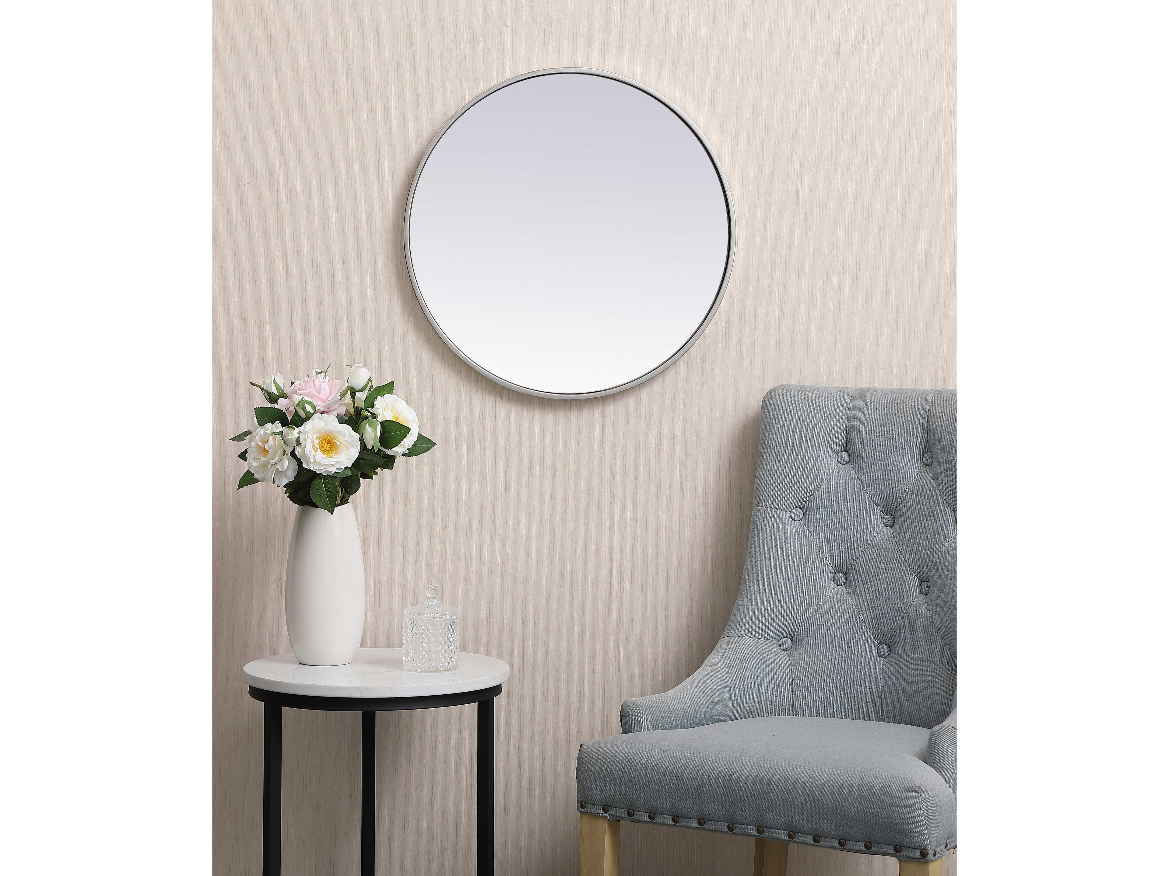 Elegant Lighting Eternity Silver Round Wall Mirror