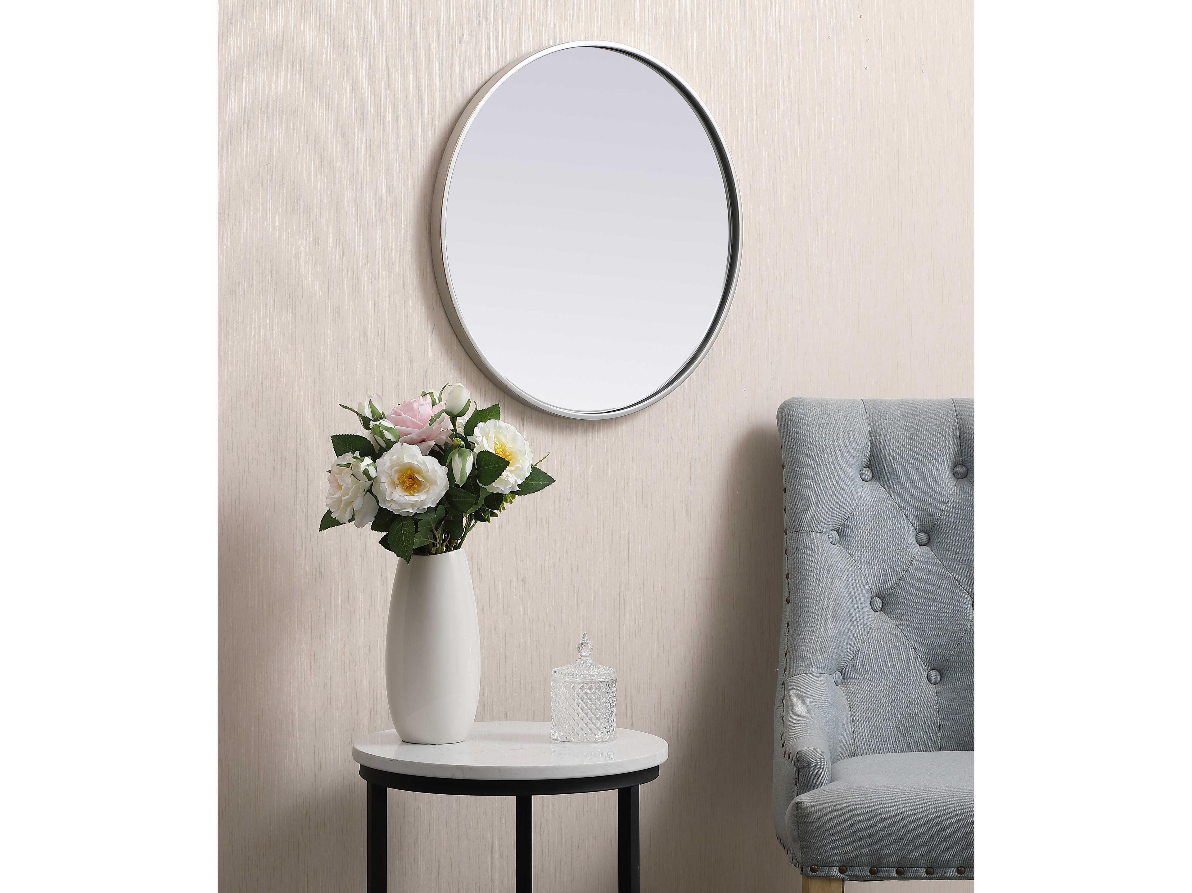 Elegant Lighting Eternity Silver Round Wall Mirror